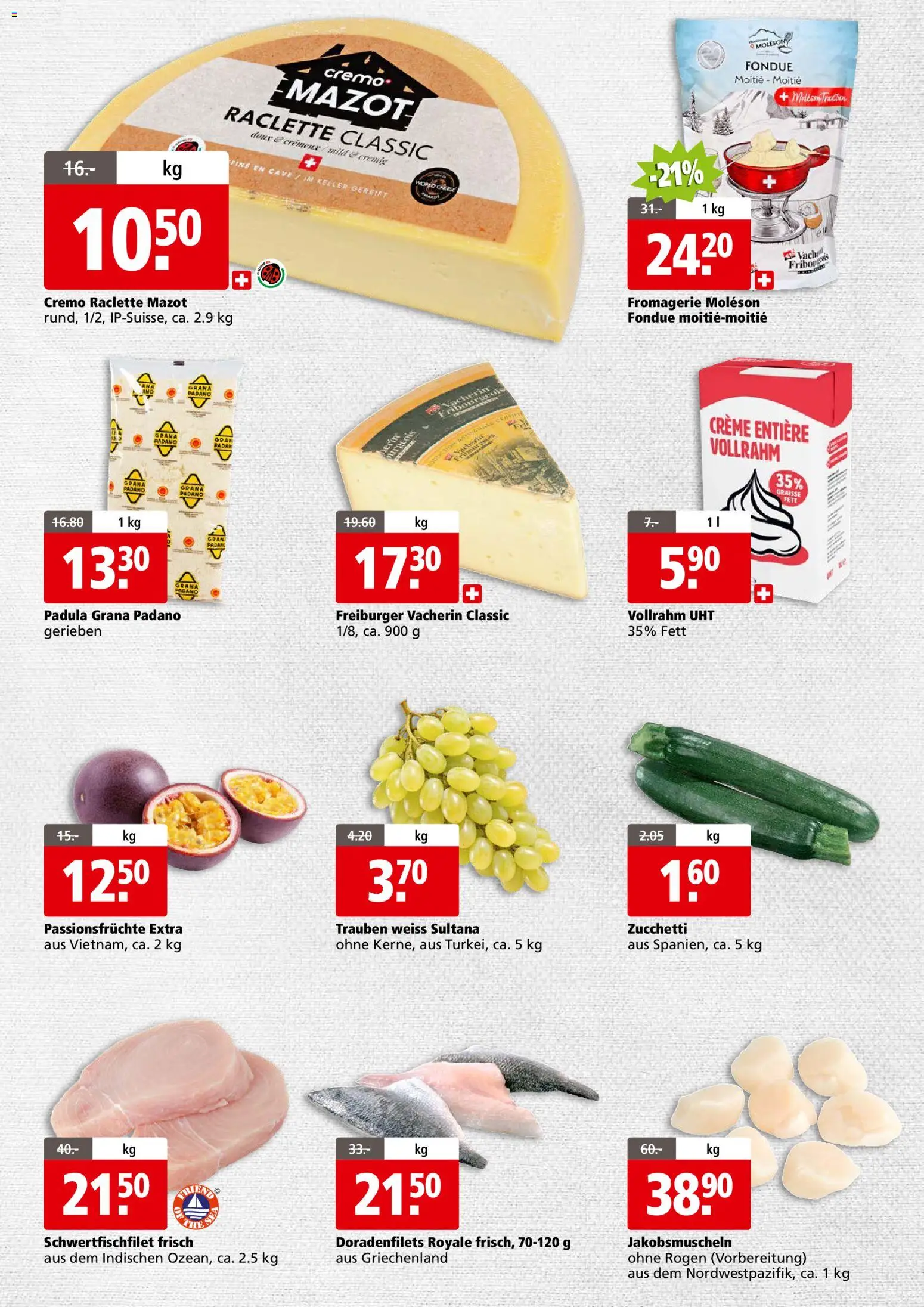 Aligro aktionen Business Chavannes, Matran, Genf, Sitten – gültig ab 19.10.2026 | Seite: 2 | Produkte: Grana Padano, Raclette, Fondue, Creme