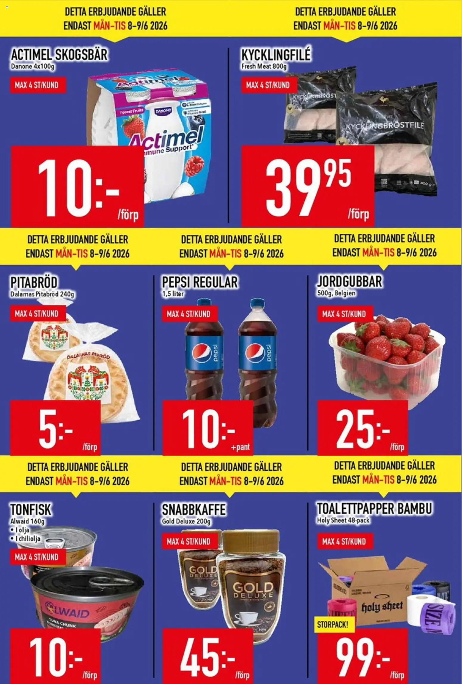 Matdax reklamblad aktuell från 08.06.2026 | Sida: 2 | Produkter: Kycklingfile, Pitabröd, Olja, Jordgubbar