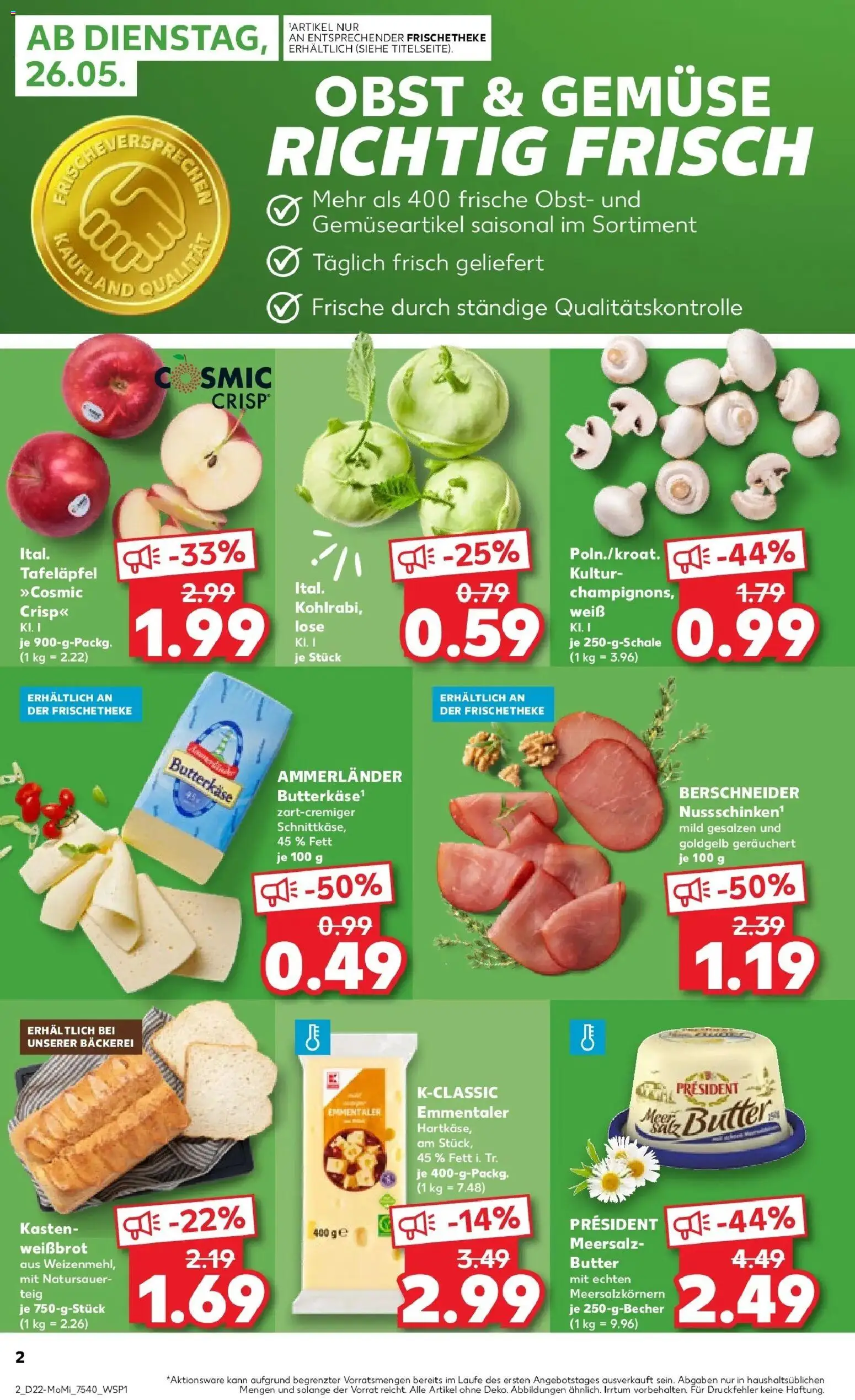 Kaufland Prospekt Gardelegen – gültig ab 26.05.2026 | Seite: 2 | Produkte: Bäckerei, Kohlrabi, Gemüse, Obst