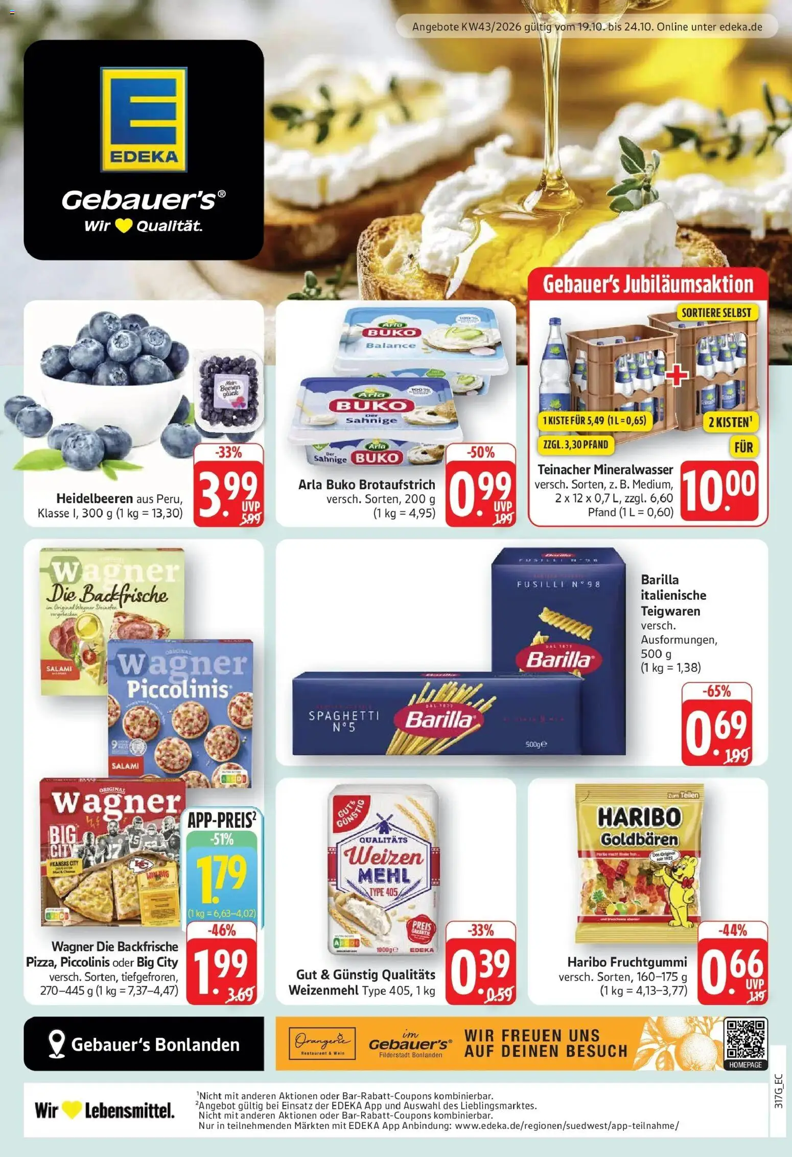Edeka Prospekt Filderstadt-Bonlanden (ab 19.10.2026) » Angebote Online | Seite: 3 | Produkte: Haribo, Spaghetti, Piccolinis, Wein