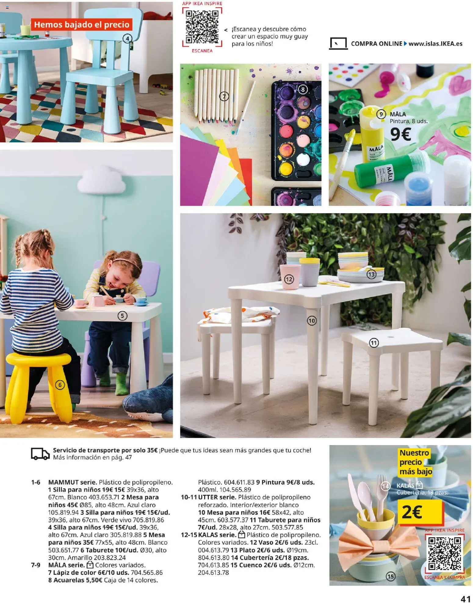 Catálogo IKEA Muebles de exterior │ válido desde el 17/12/2025 | Página: 41 | Productos: Taburete, Cubertería, Silla, Mesa para niños