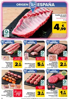 Vista previa Costilla de cerdo Carrefour Formato Ahorro, Costilla de cerdo válido desde el 26/08/2026 | Página: 6 | Productos: Panceta, Cerdo, Hamburguesa, Bandeja