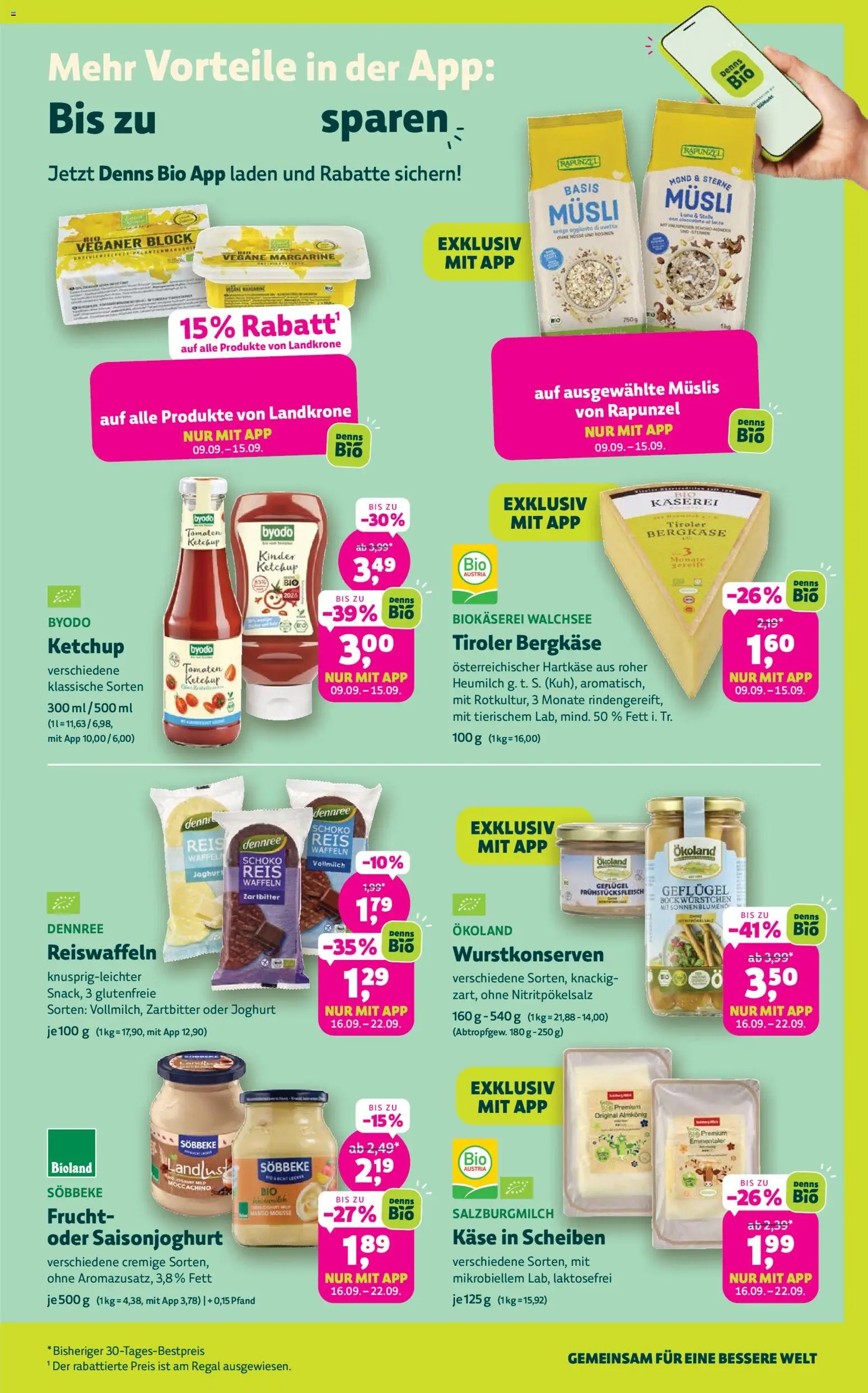 Denns BioMarkt Angebote – gültig ab 09.09.2026 | Seite: 3 | Produkte: Käse, Waffeln, Mango, Ketchup