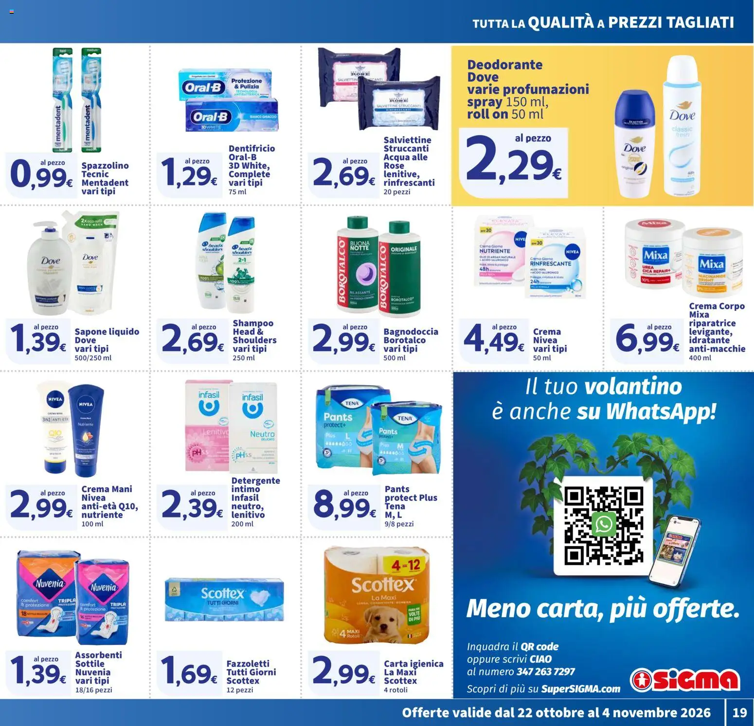 Volantino SIGMA del 22/10/2026 | Pagina: 19 | Prodotti: Sapone, Deodorante, Fazzoletti, Intimo