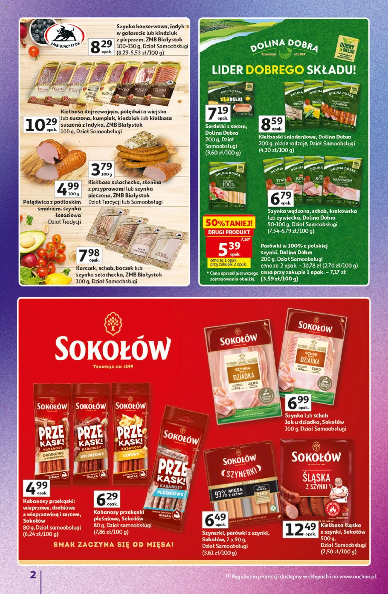 Auchan gazetka - Znane Marki Hipermarket od 11.06.2026 | Strona: 2 | Produkty: Kiełbasa, Kabanosy, Szynka, Indyk w galarecie