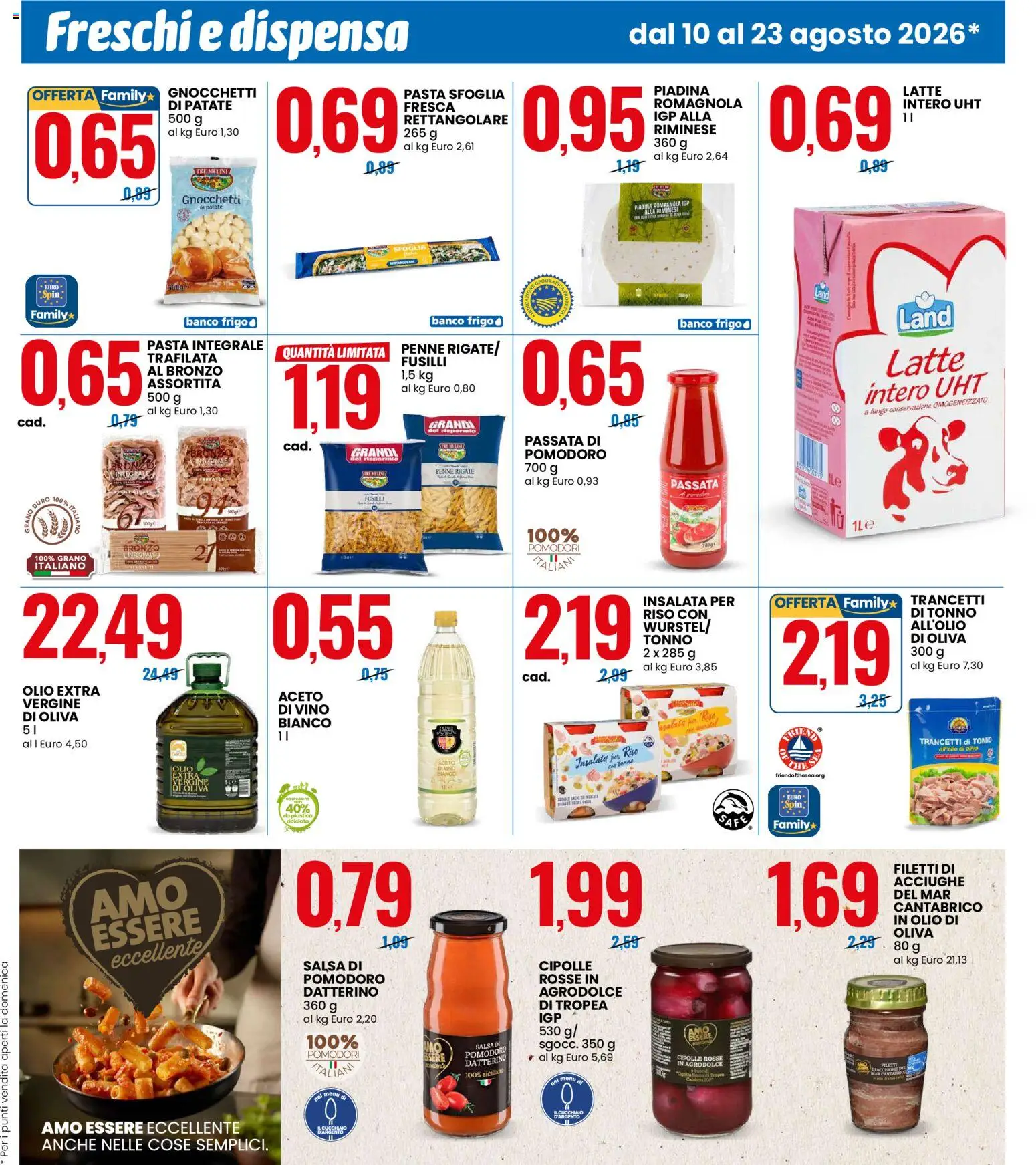Volantino Eurospin del 10/08/2026 | Pagina: 3 | Prodotti: Latte, Vino, Aceto di vino, Penne