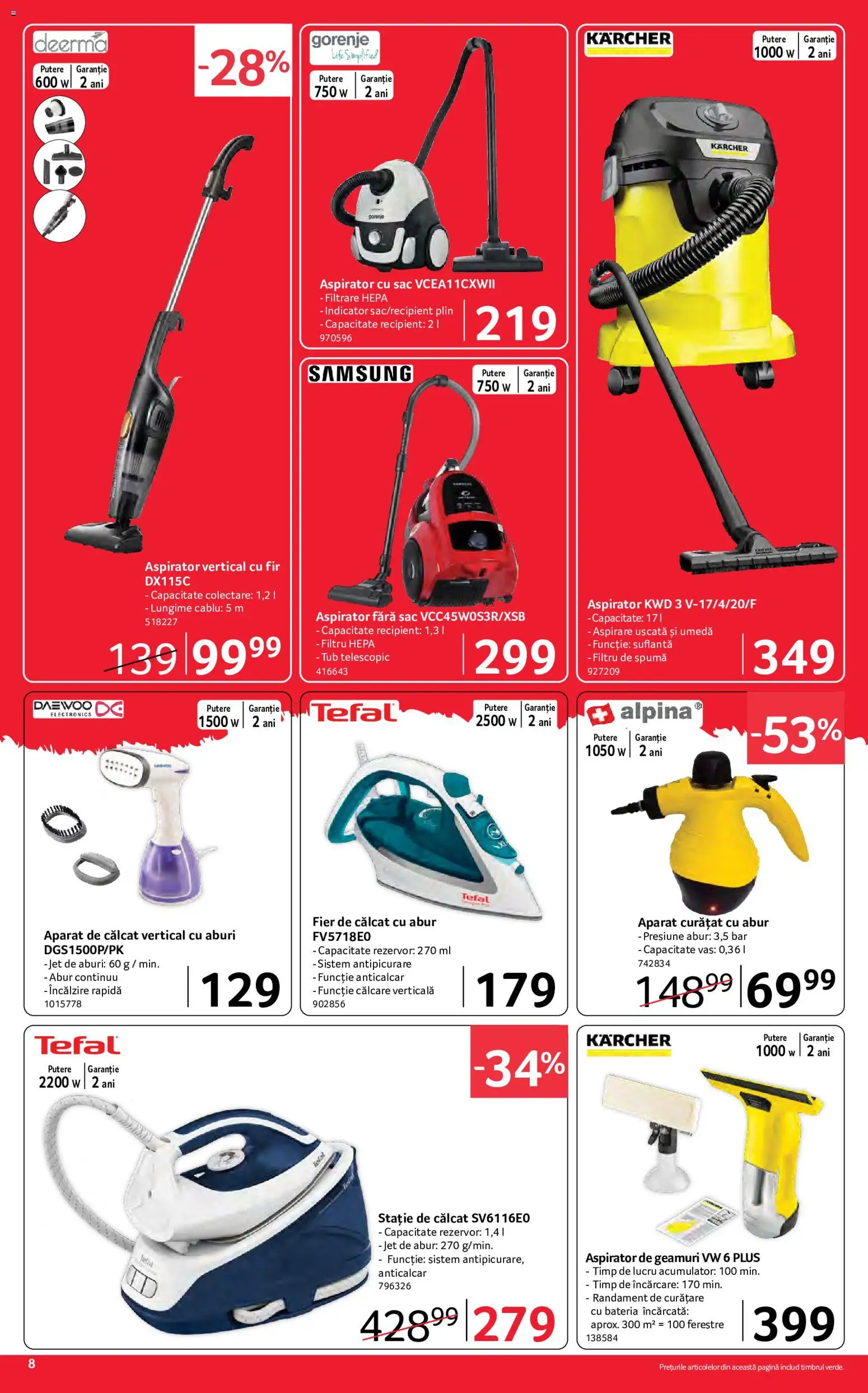 Noul catalog Selgros – valabil de la 15.05.2026 | Pagină: 8 | Produse: Aparat de călcat, Fier de călcat, Cablu, Suflantă