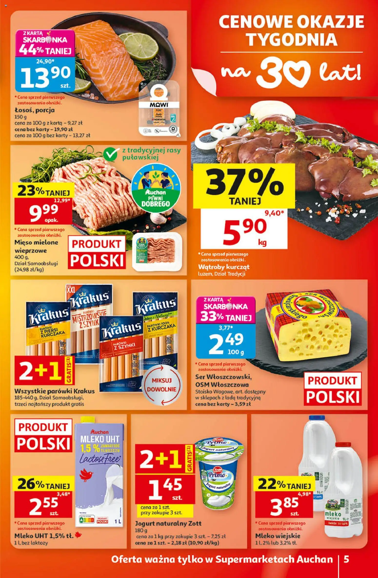 Auchan gazetka od 17.09.2026 | Strona: 5 | Produkty: Karta, Piersi, Ser, Mleko UHT