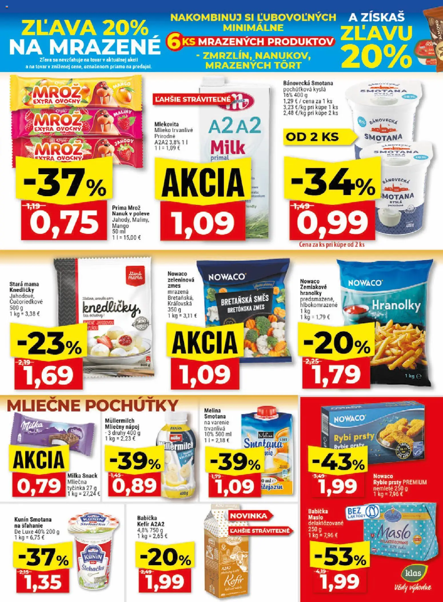 Nové Klas akcie – leták je platný od 22.06.2026 | Strana: 9 | Produkty: Jahody, Milka, Mango, Maliny