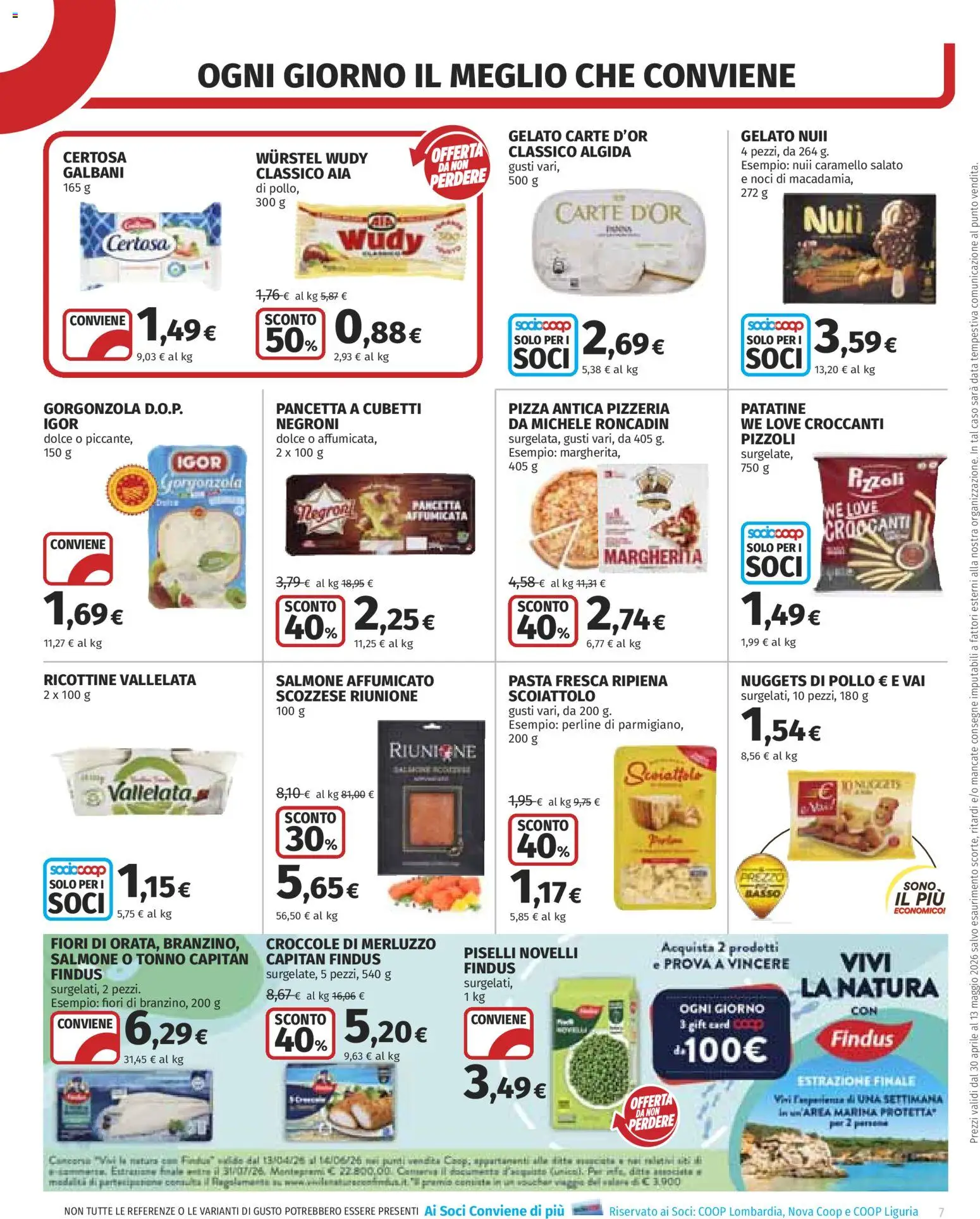 Volantino COOP del 30.04.2026 | Pagina: 7 | Prodotti: Salmone affumicato, Salmone, Patatine, Wurstel