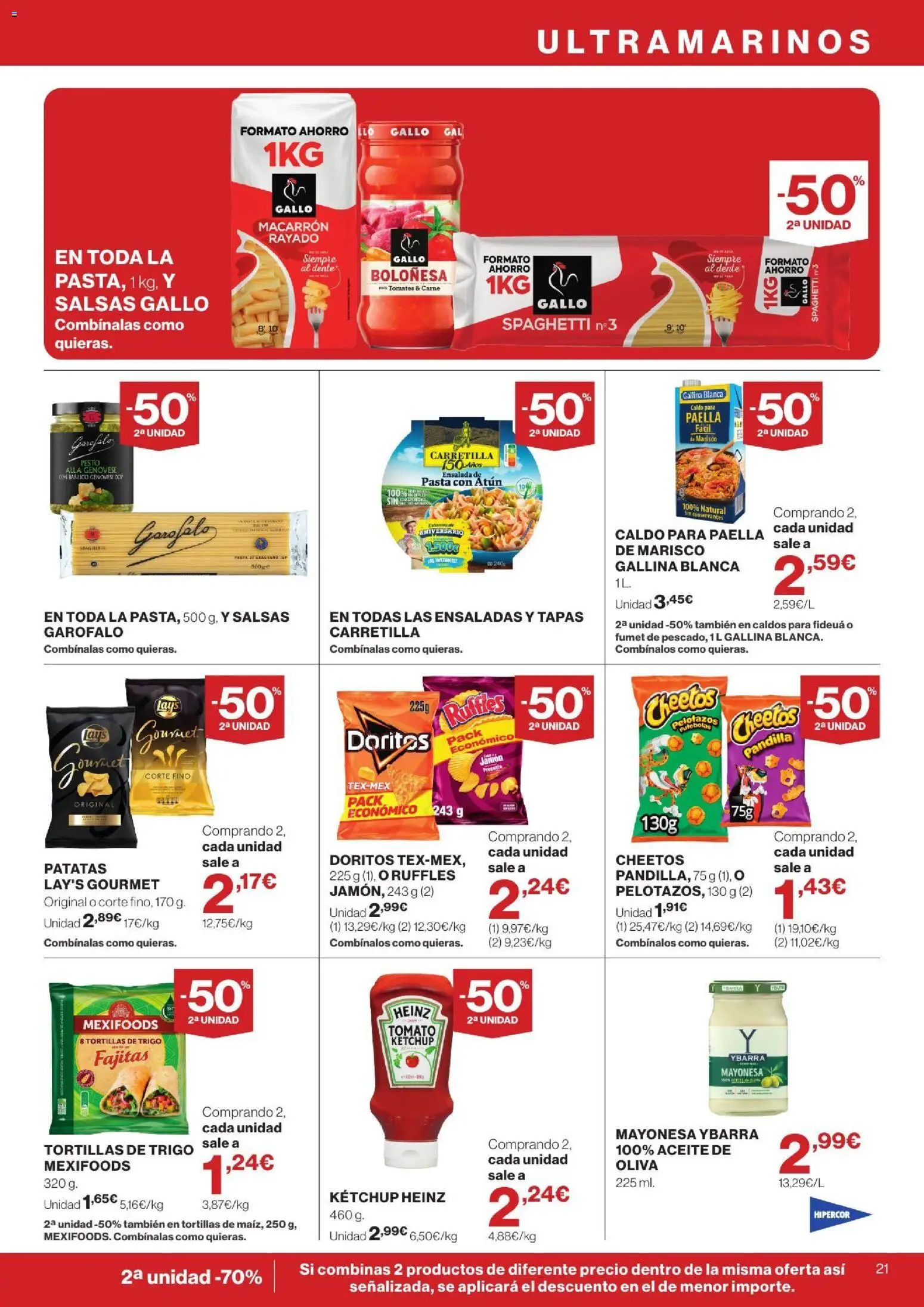 Hipercor catálogo │ válido desde el 13/08/2026 | Página: 21 | Productos: Salsas, Tortillas, Pasta, Patatas