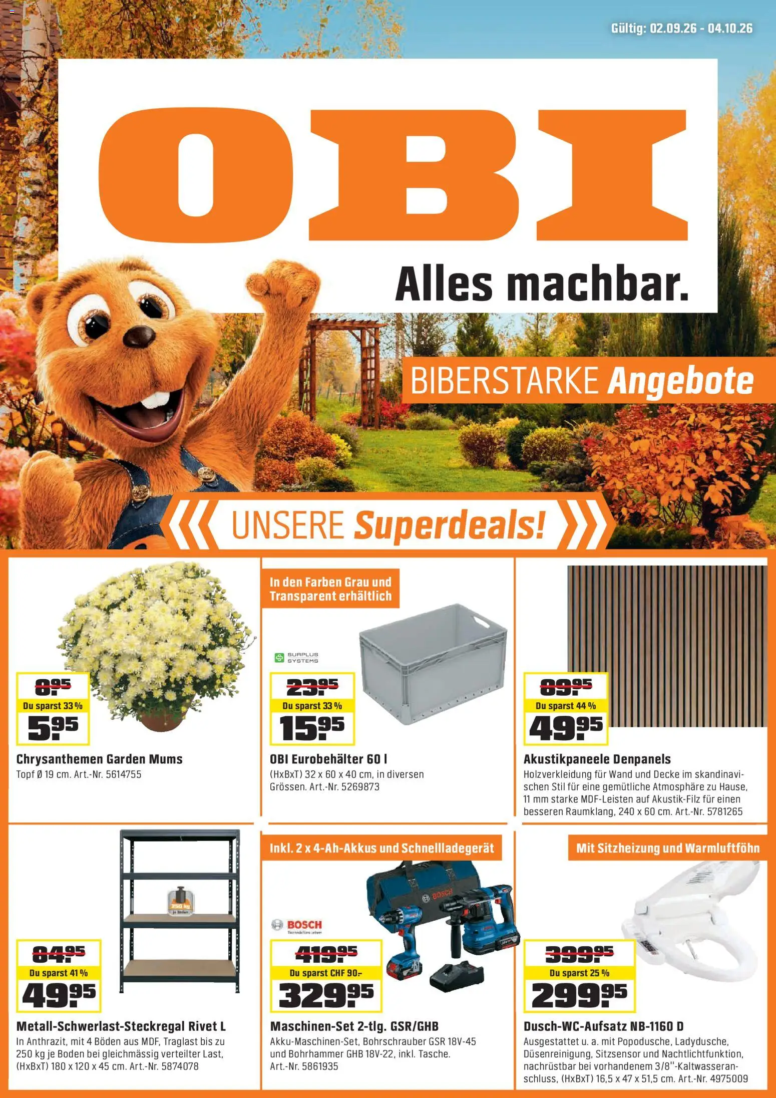 OBI - UNSERE SUPERDEALS! – gültig ab 01.09.2026 | Seite: 1 | Produkte: Decke, Bosch