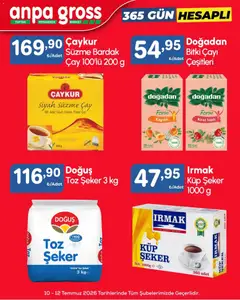 10 Temmuz 2026 tarihinden itibaren geçerli olan Anpa Gross kataloğu önizlemesi | Sayfa: 6 | Ürünler: Çay, Kiraz, Toz şeker, Kumina