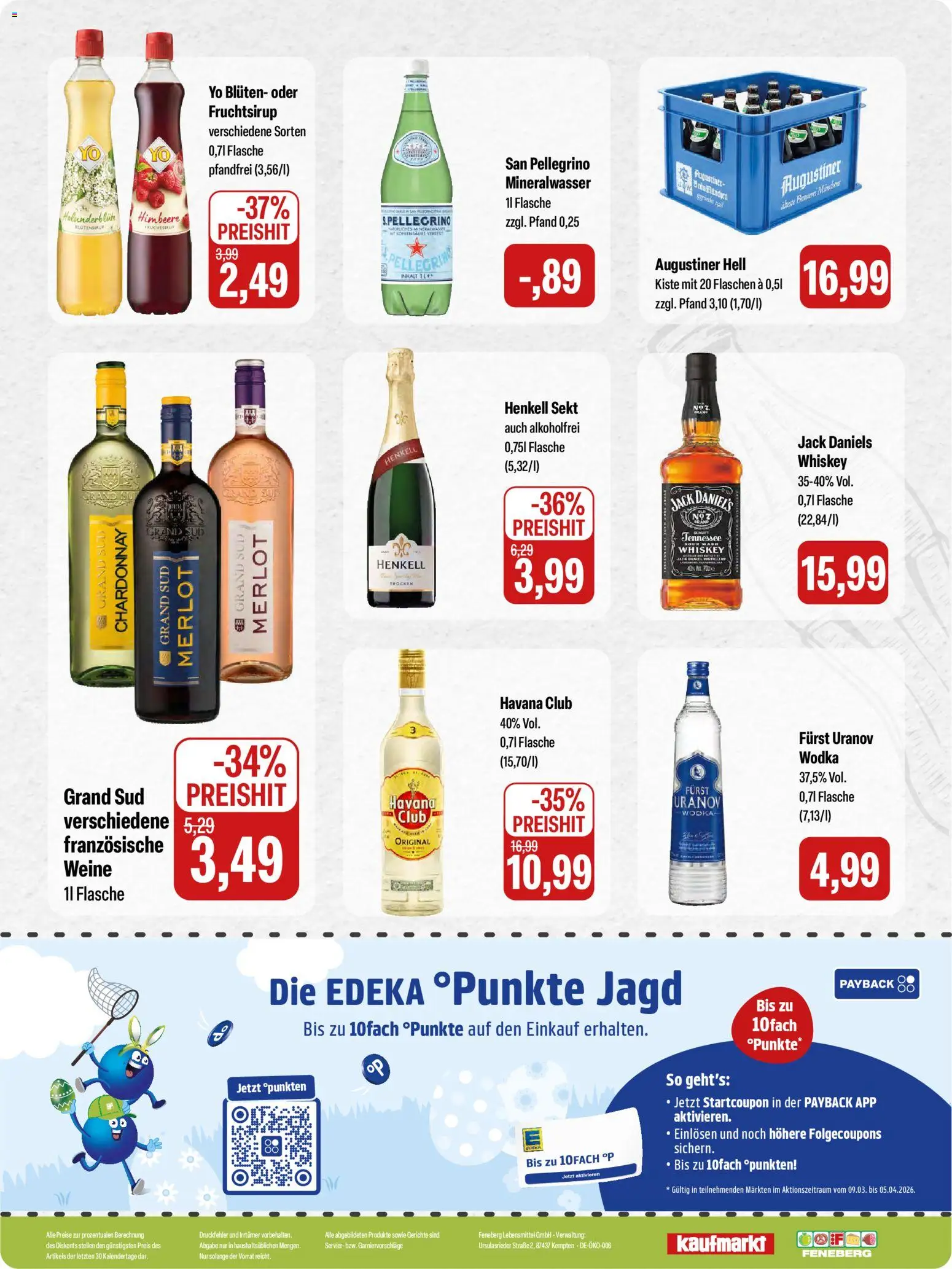 Feneberg Angebote – gültig ab 19.03.2026 | Seite: 16 | Produkte: Sekt, Jack Daniel's, Mineralwasser, Wodka