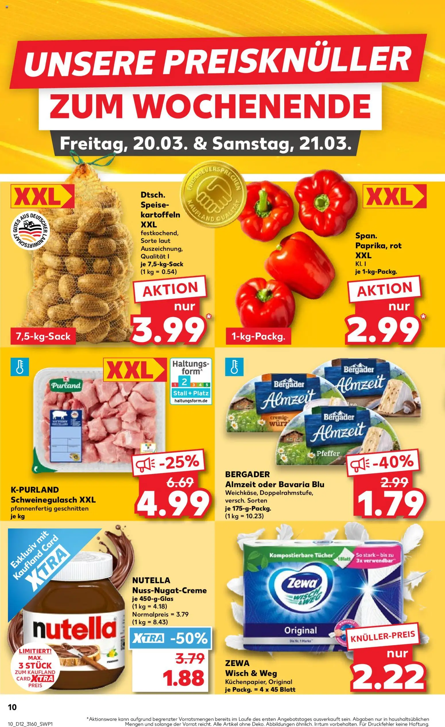 Kaufland Prospekt 	 – gültig ab 19.03.2026 | Seite: 10 | Produkte: Schweinegulasch, Zewa, Kartoffeln, Pfeffer