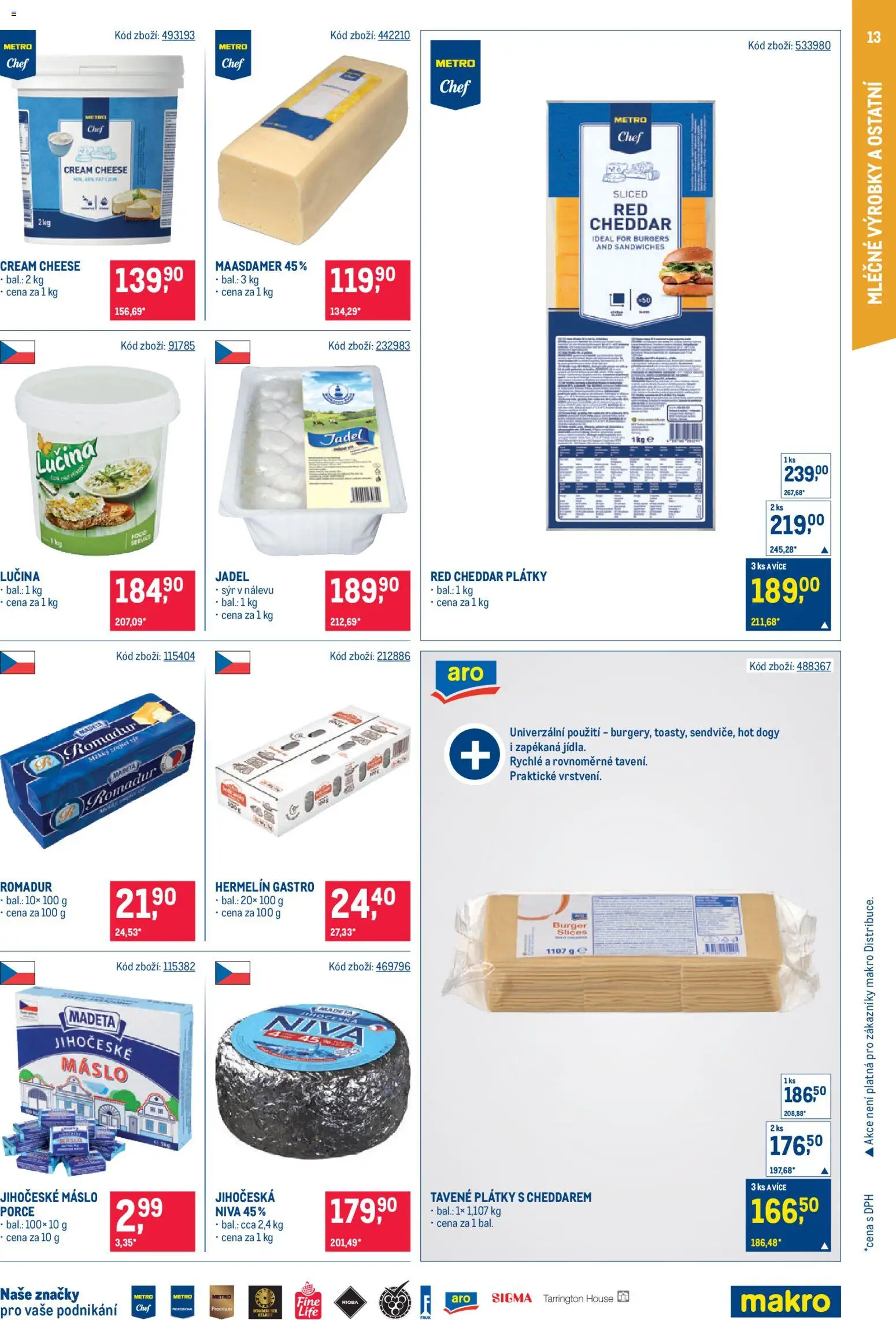 Makro leták - Gastronomie od 07.10.2026 | Strana: 13 | Produkty: Máslo, Cream cheese, Romadur, Jihočeské máslo