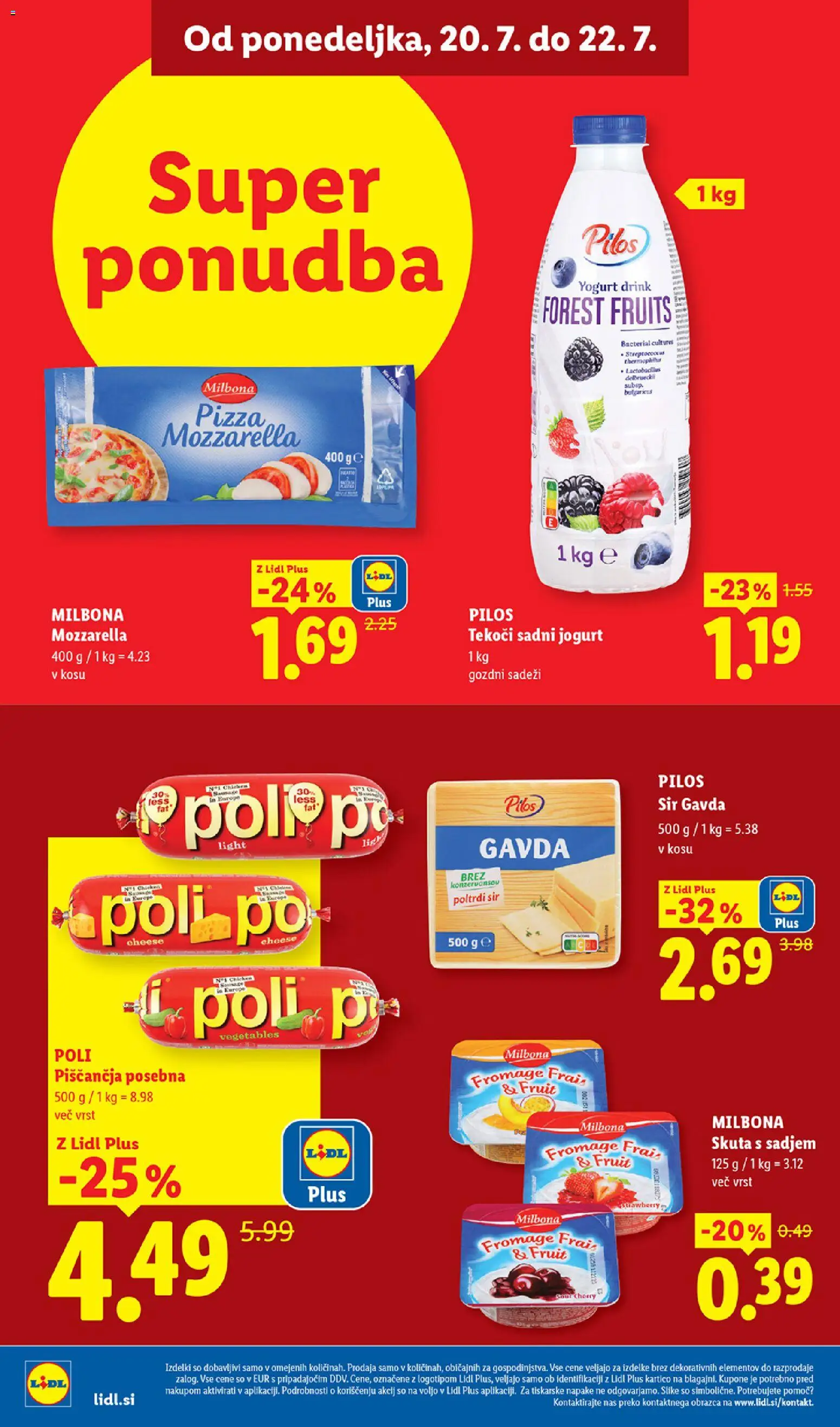 Novi Lidl katalog ponudbe – veljaven od 16.07.2026 | Stran: 50 | Izdelki: Gozdni sadeži, Mozzarella, Jogurt, Skuta