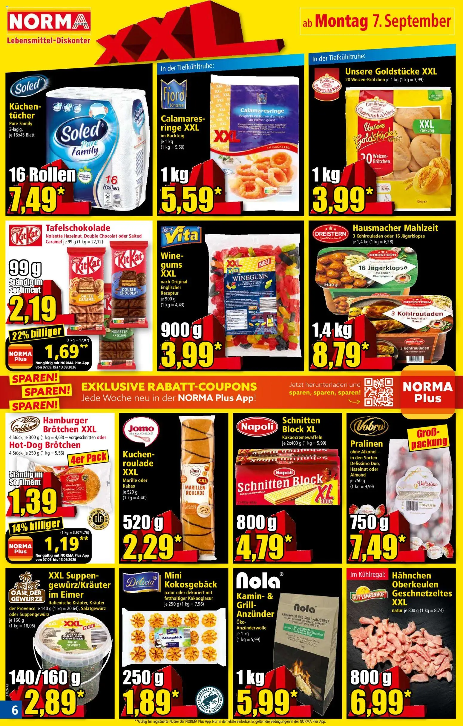 Norma Flugblatt gültig ab 07.09.2026 | Seite: 6 | Produkte: Salat, Gewürze, Kakaoglasur, Grill
