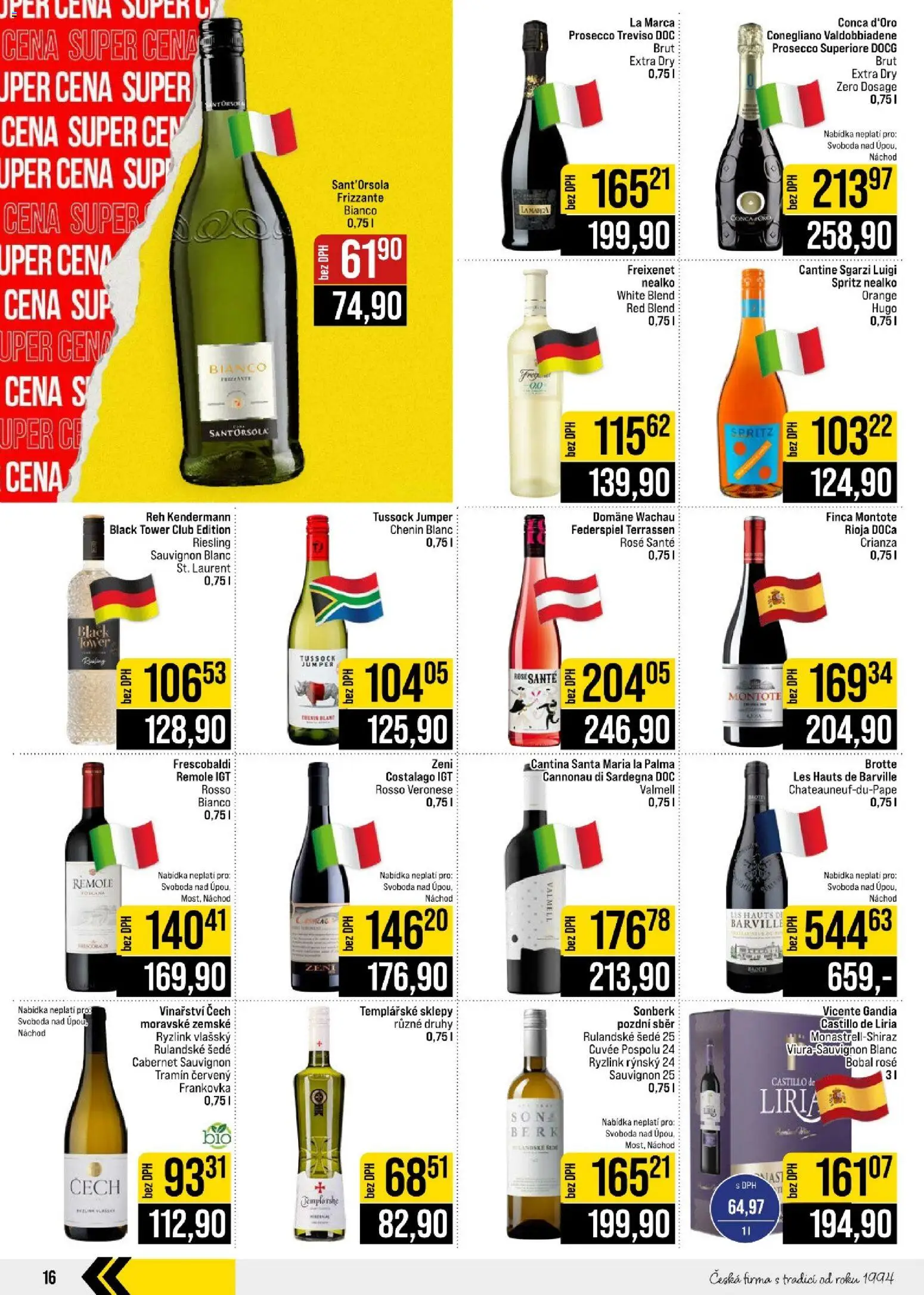 Jip leták - Cash & Carry od 23.09.2026 | Strana: 16 | Produkty: Frizzante, Spritz, Riesling, Tramín červený