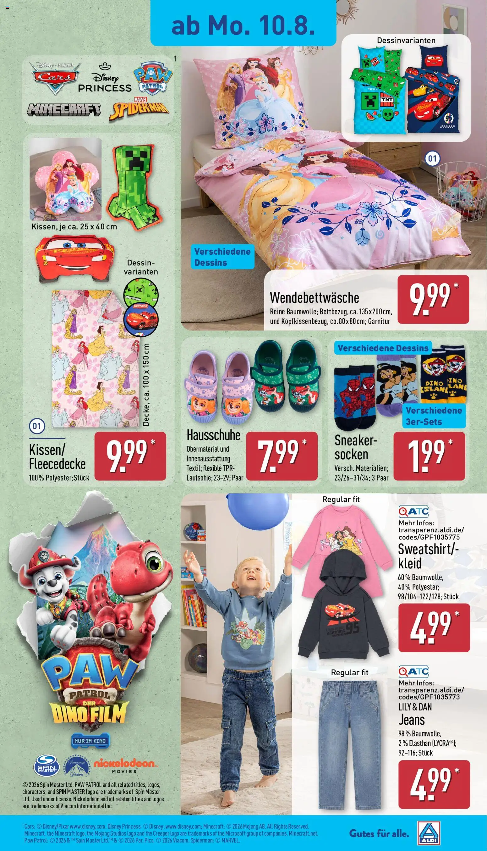 Aldi Prospekt – gültig ab 10.08.2026 | Seite: 15 | Produkte: Cola, Socken, Hausschuhe, Jeans