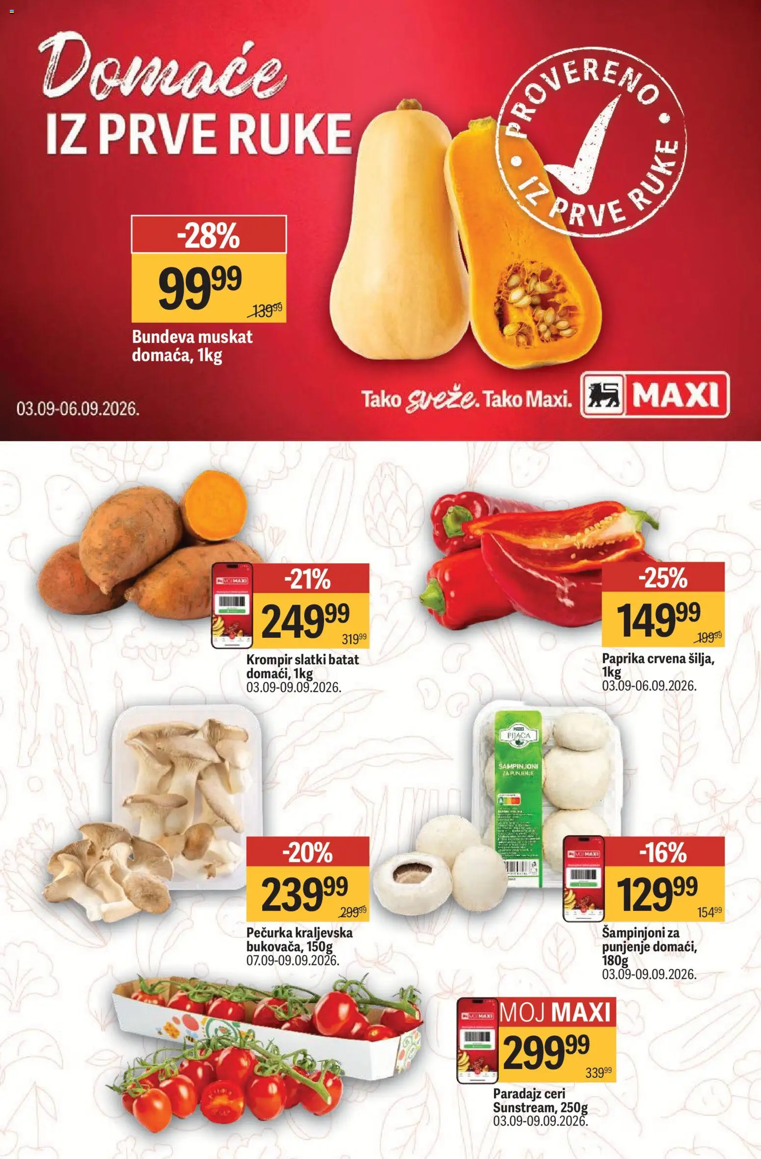 Maxi katalog - važi od 03.09.2026 | Strana: 2 | Proizvode: Krompir, Šampinjoni, Bundeva, Paradajz