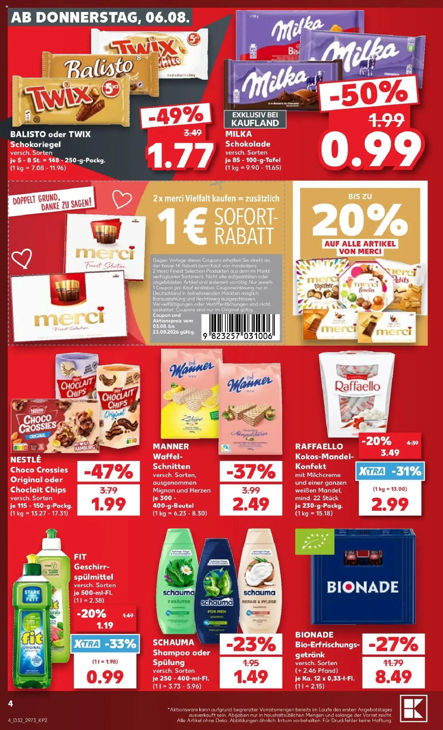 Prospekt Kaufland ab 06.08.2026 » Angebote Online zum Blättern | Seite: 4 | Produkte: Merci, Shampoo, Milka, Chips