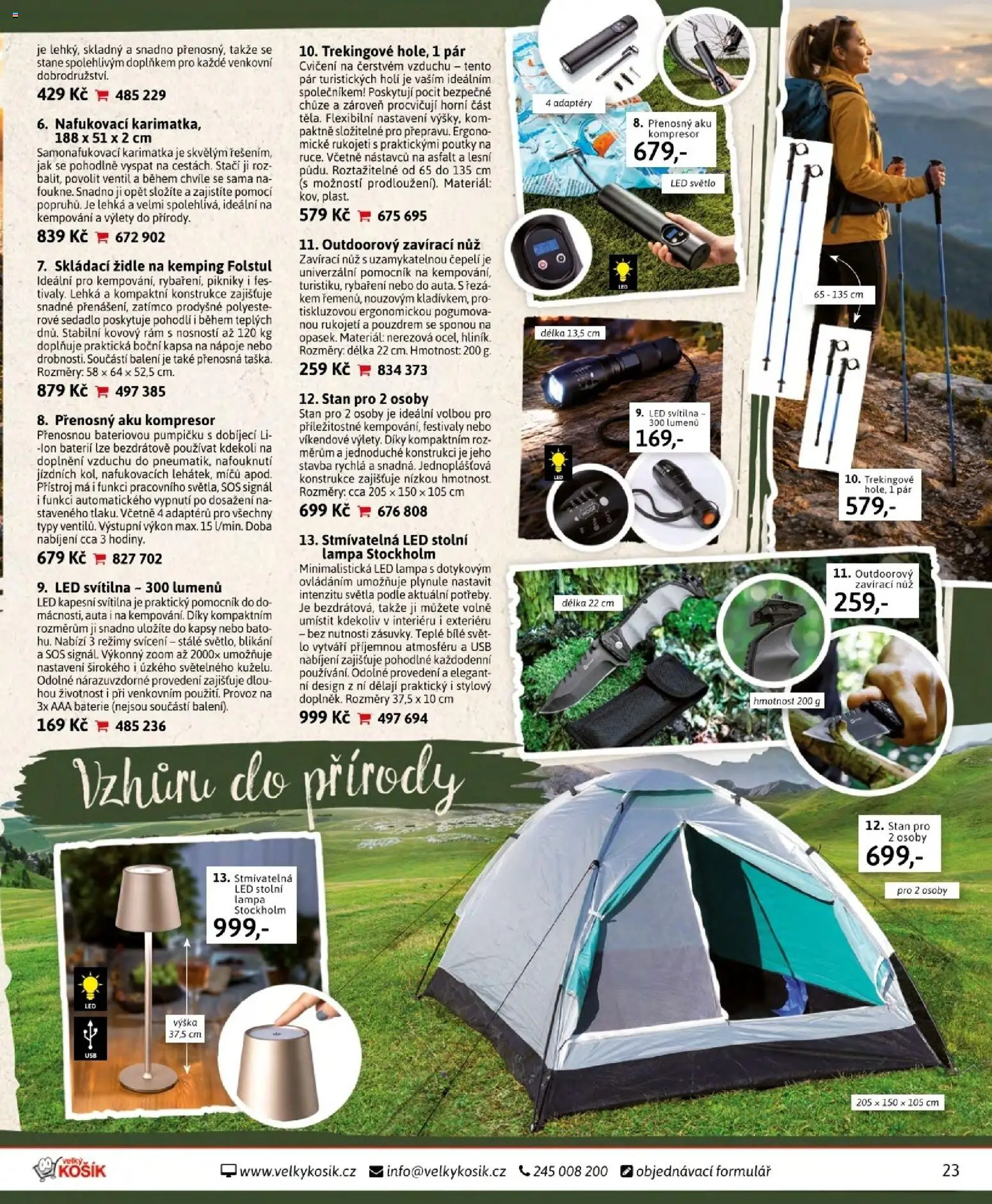 Velký Košík katalog červen 2026 od 01.06.2026 | Strana: 23 | Produkty: Karimatka, Nůž, Židle, Stan