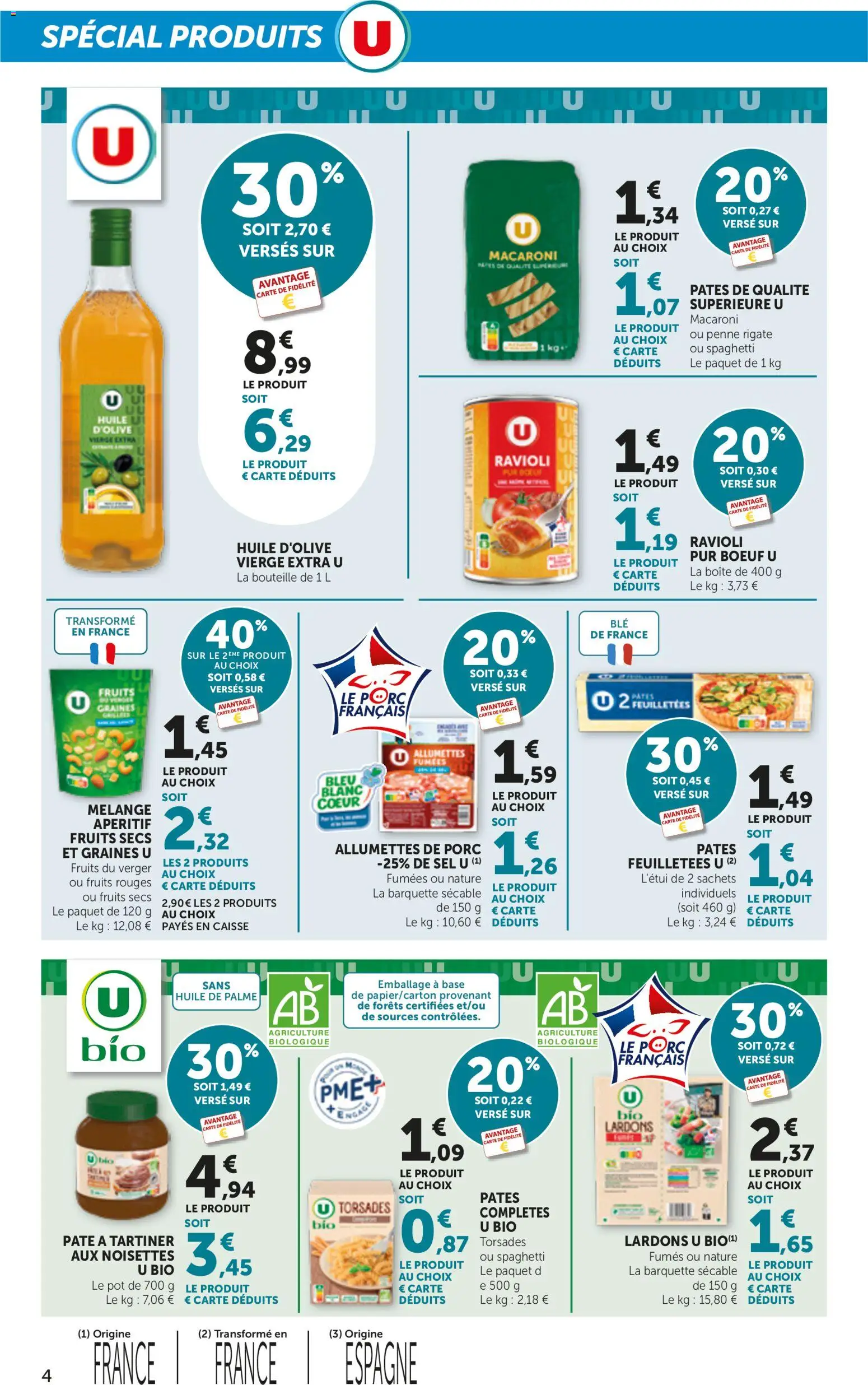 {H1} | Page: 4 | Produits: Spaghetti, Base, Bouteille, Fruits secs