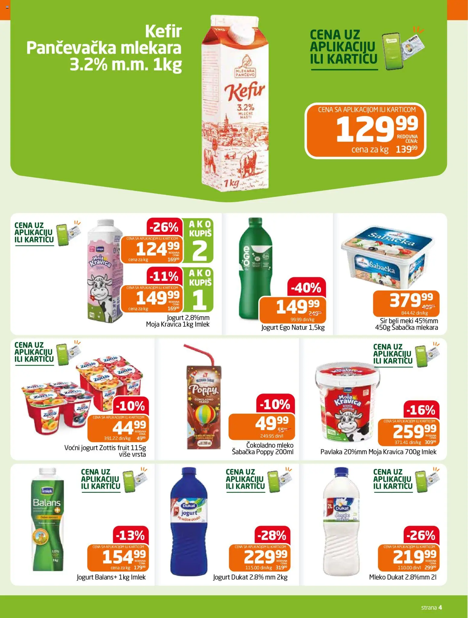Gomex katalog - važi od 19.08.2026 | Strana: 4 | Proizvode: Čokoladno mleko, Kefir, Mleko, Voćni jogurt