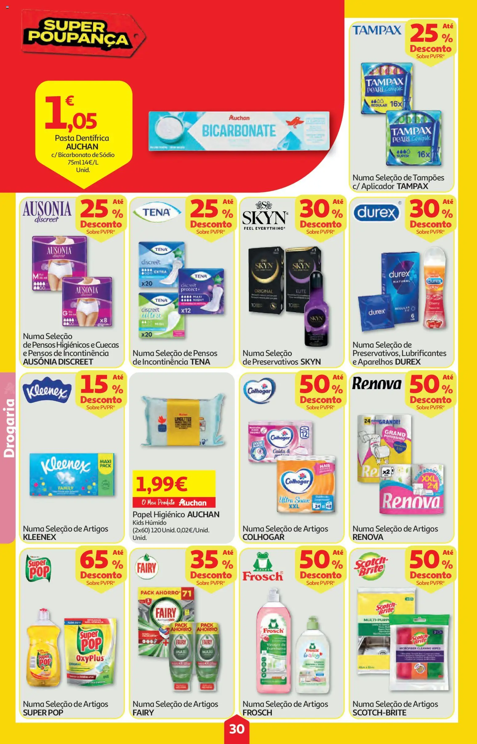 Auchan folheto │ válido de 18.06.2026 | Página: 30 | Produtos: Papel higiénico, Pensos higiénicos, Bicarbonato de sódio, Cuecas