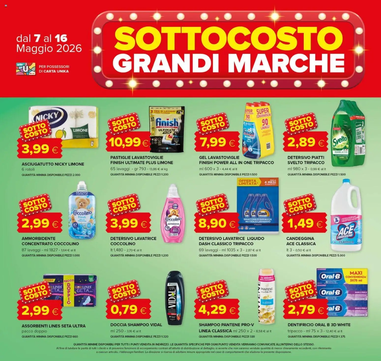 Volantino Oasi del 07.05.2026 | Pagina: 4 | Prodotti: Shampoo, Candeggina, Lavastoviglie, Doccia