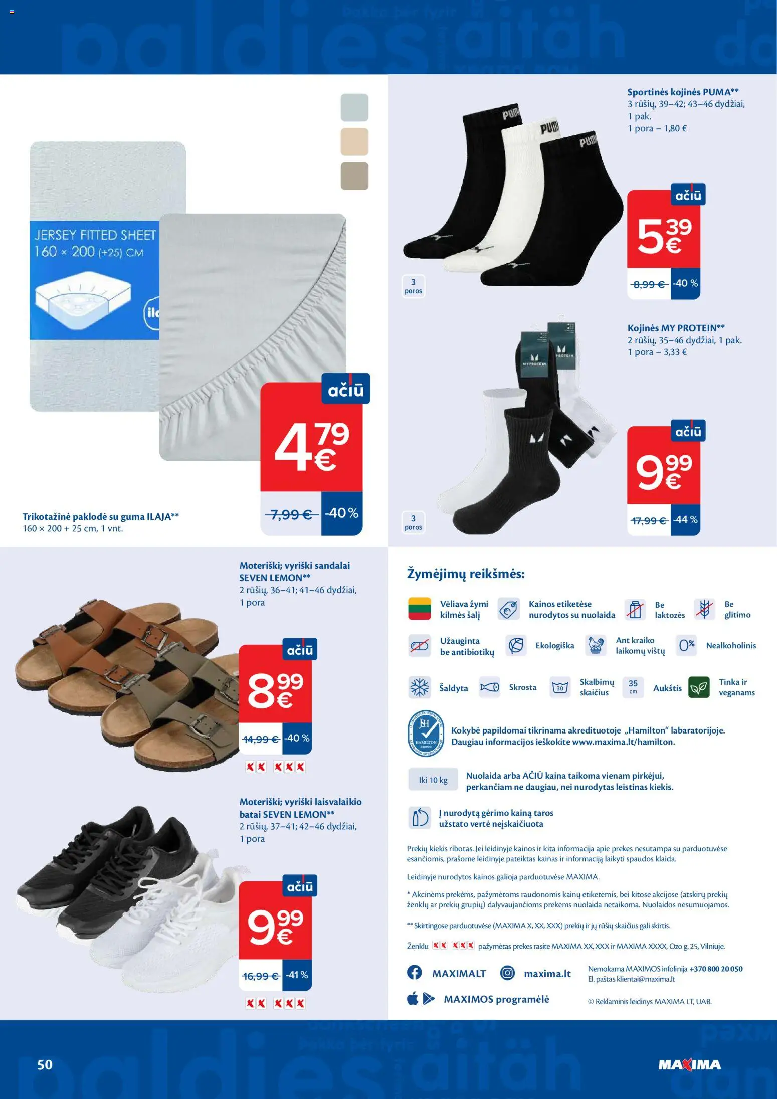 MAXIMA akcijos nuo 19.05.2026 | Puslapis: 50 | Prekių: Kojinės, Sandalai