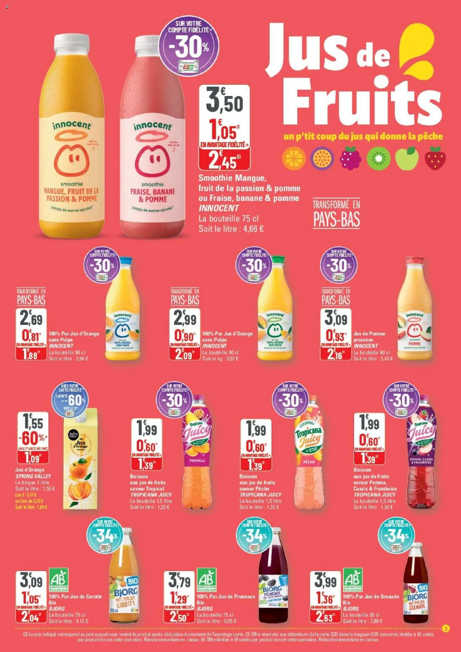 {H1} | Page: 3 | Produits: Framboise, Jus d'orange, Pêche, Jus de pomme