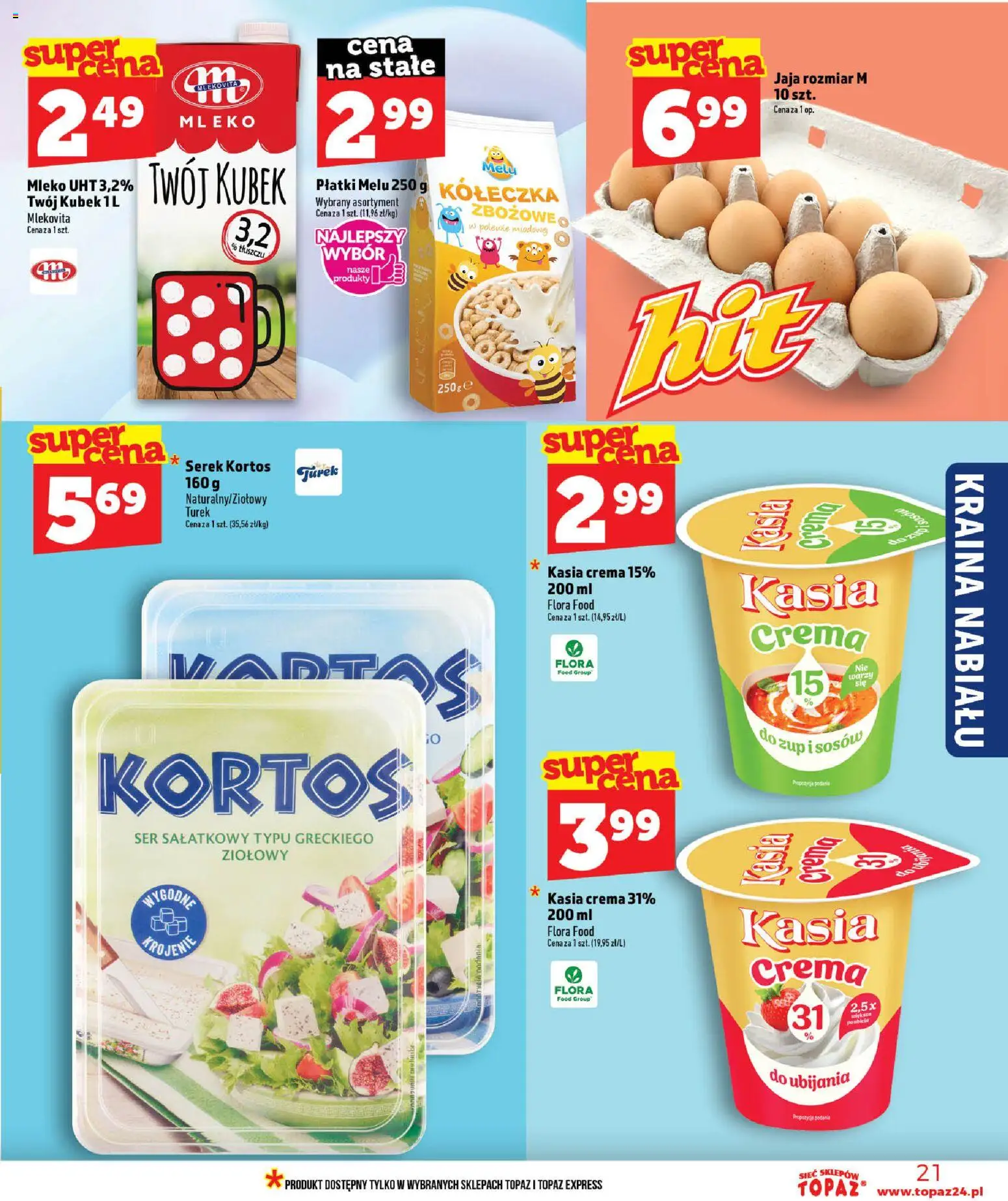 Topaz gazetka od 16.07.2026 | Strona: 21 | Produkty: Serek, Mleko, Ser, Jaja