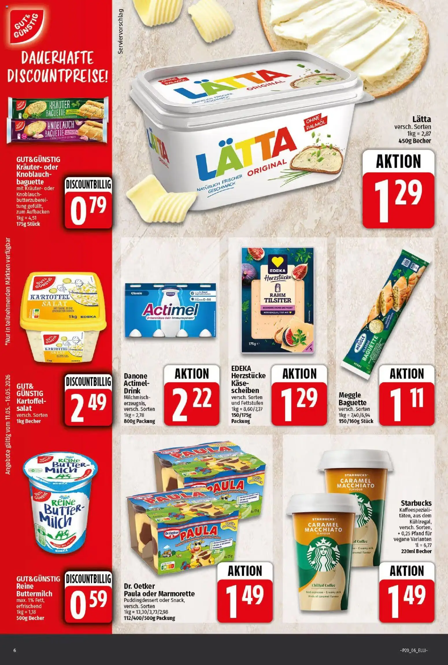 Elli Markt Prospekt Gütersloh – gültig ab 11.05.2026 | Seite: 6 | Produkte: Actimel, Milch, Butter, Lätta