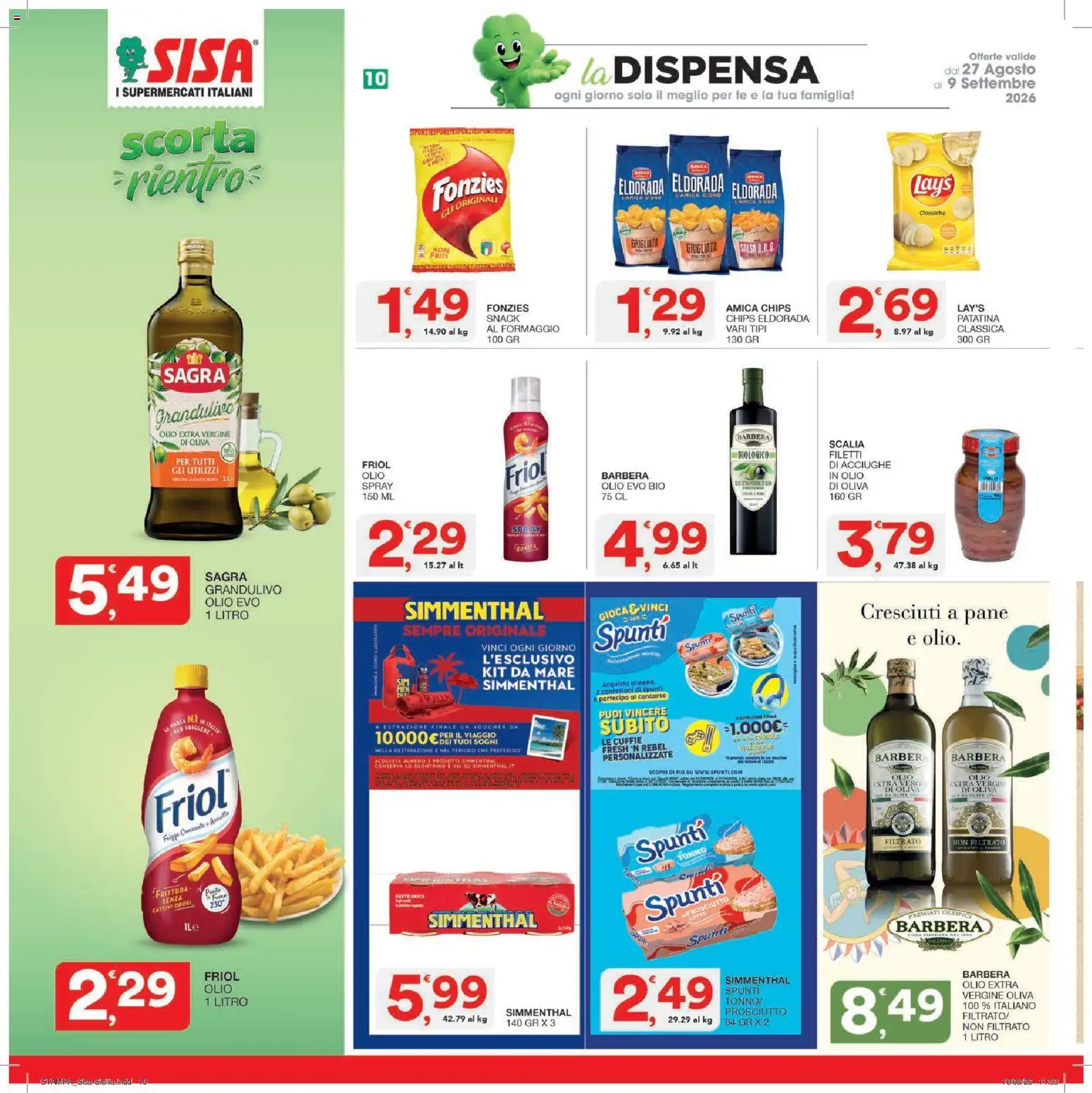 Volantino SISA del 27/08/2026 | Pagina: 10 | Prodotti: Salsa, Olio, Prosciutto, Olio extra vergine