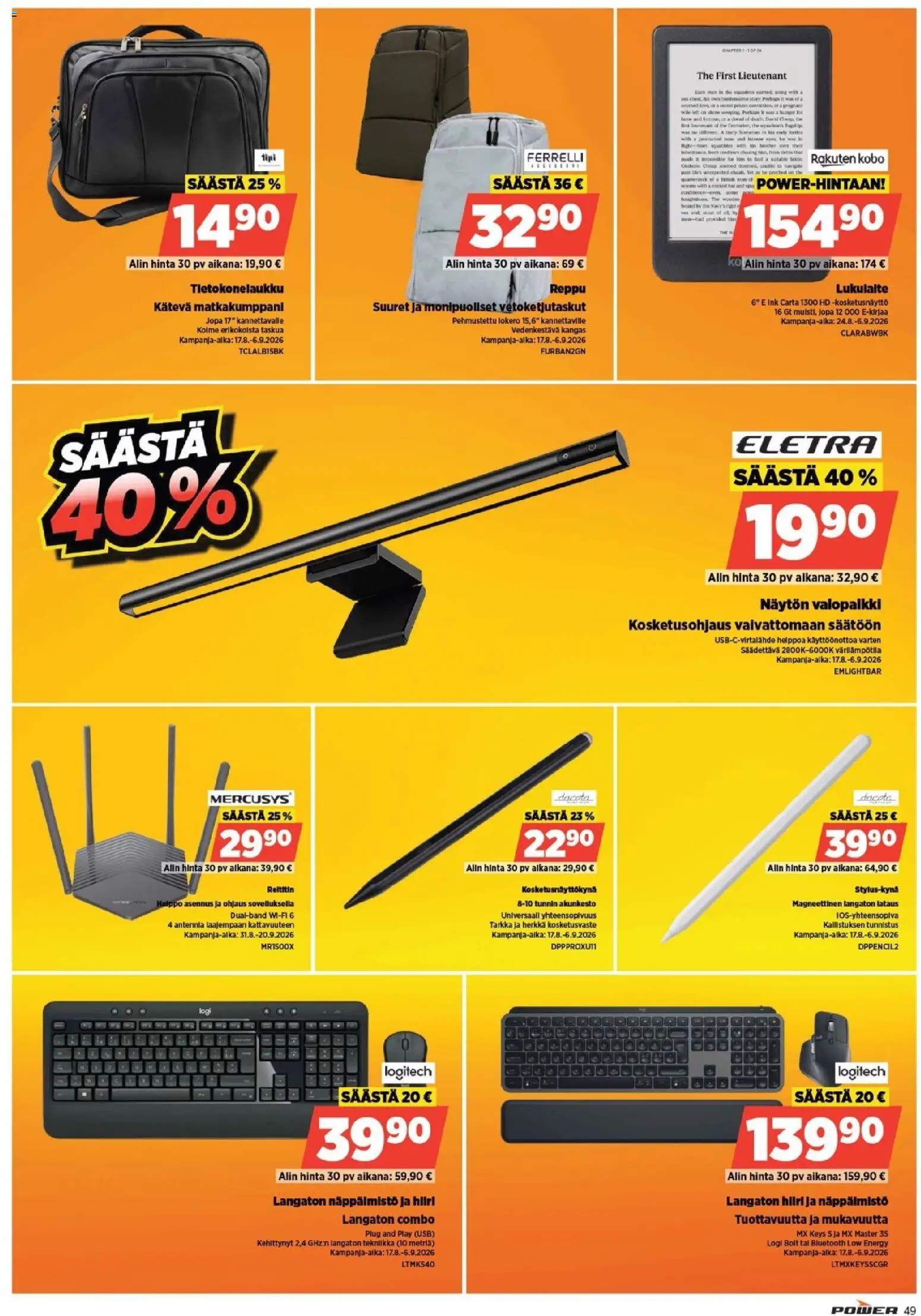 Power tarjoukset – voimassa 31/08/2026 alkaen | Sivu: 49 | Tuotteet: USB, Kangas, Reppu