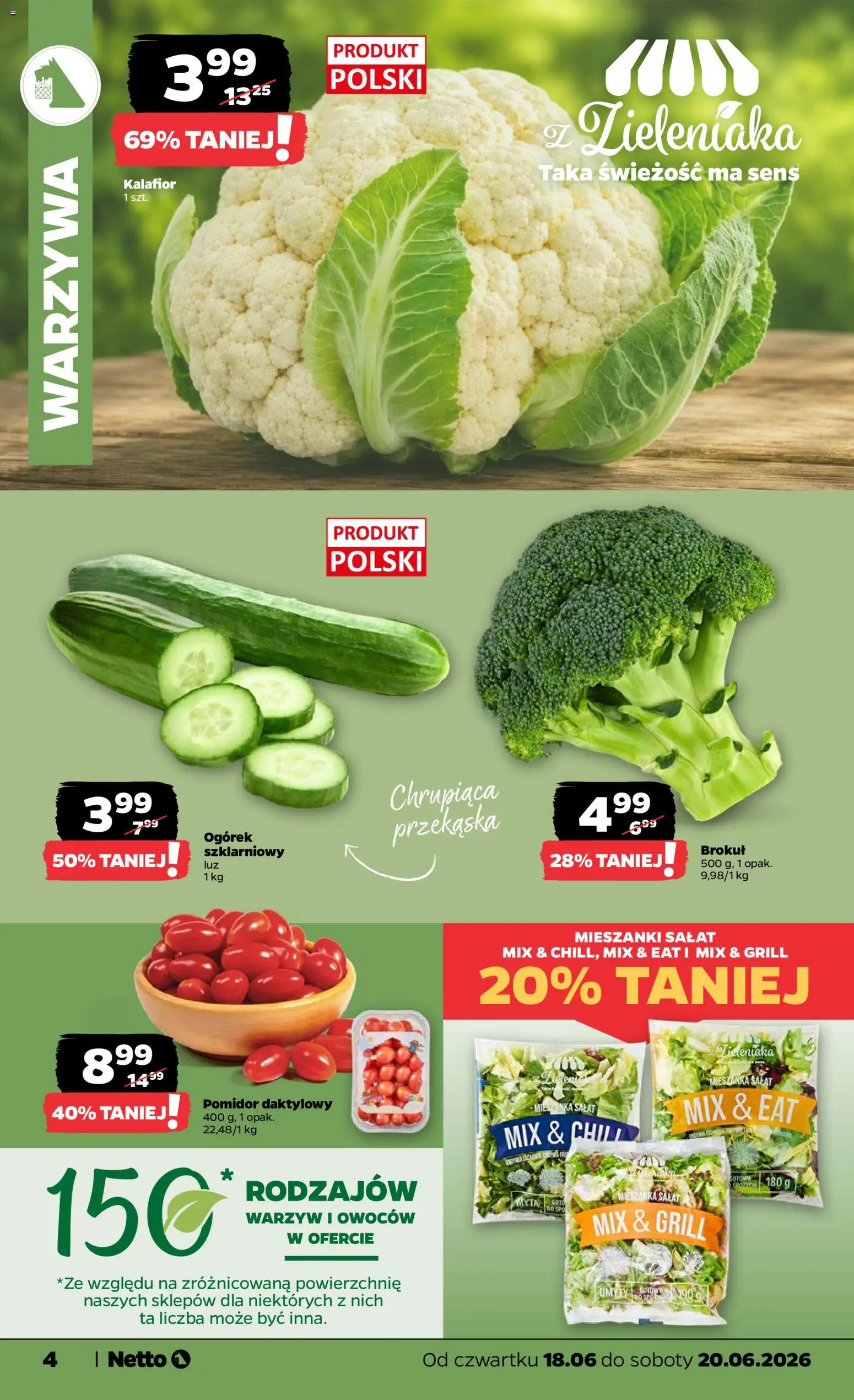 Netto gazetka od czwartku spożywcza od 18.06.2026 | Strona: 4 | Produkty: Chili, Kalafior, Grill, Warzywa