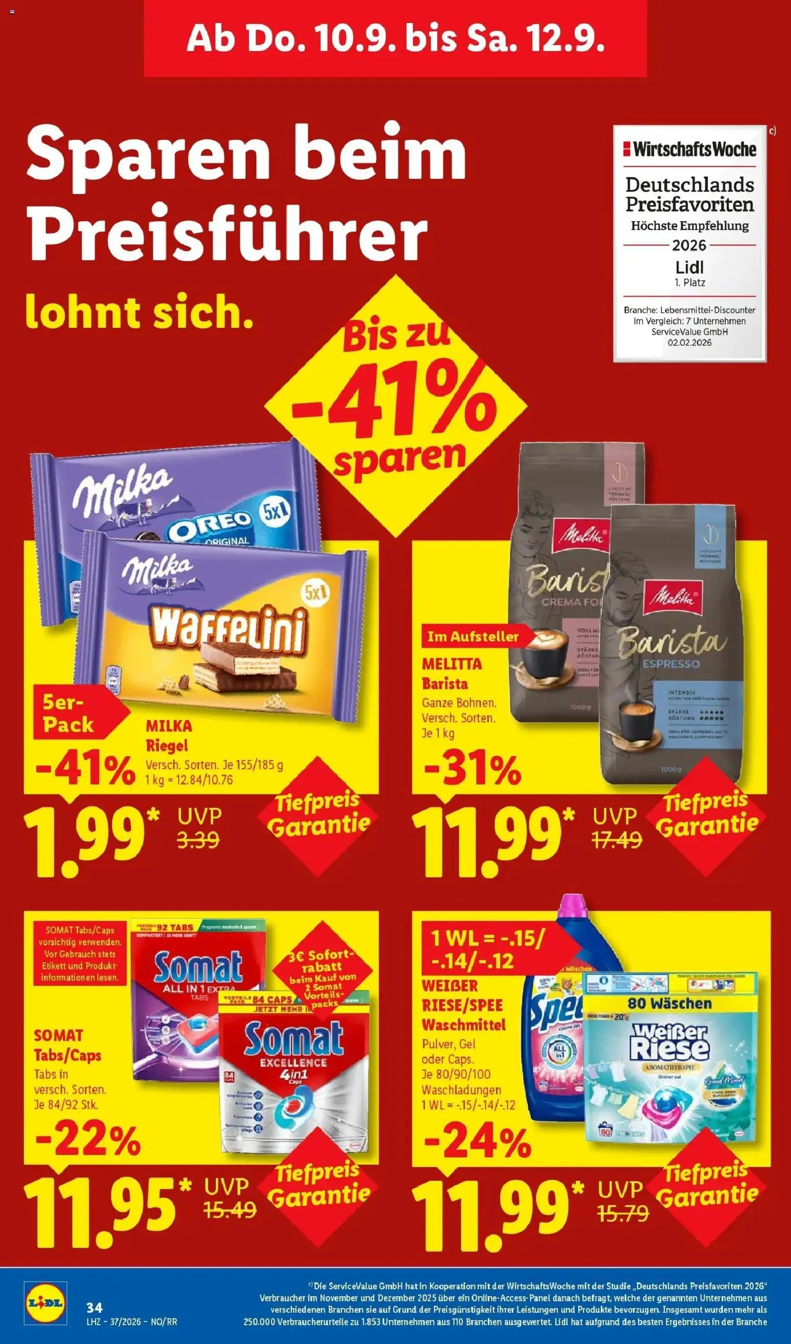 Lidl Prospekt Düsseldorf (ab 07.09.2026) zum Blättern » Angebote | Seite: 72 | Produkte: Melitta, Milka, Waschmittel