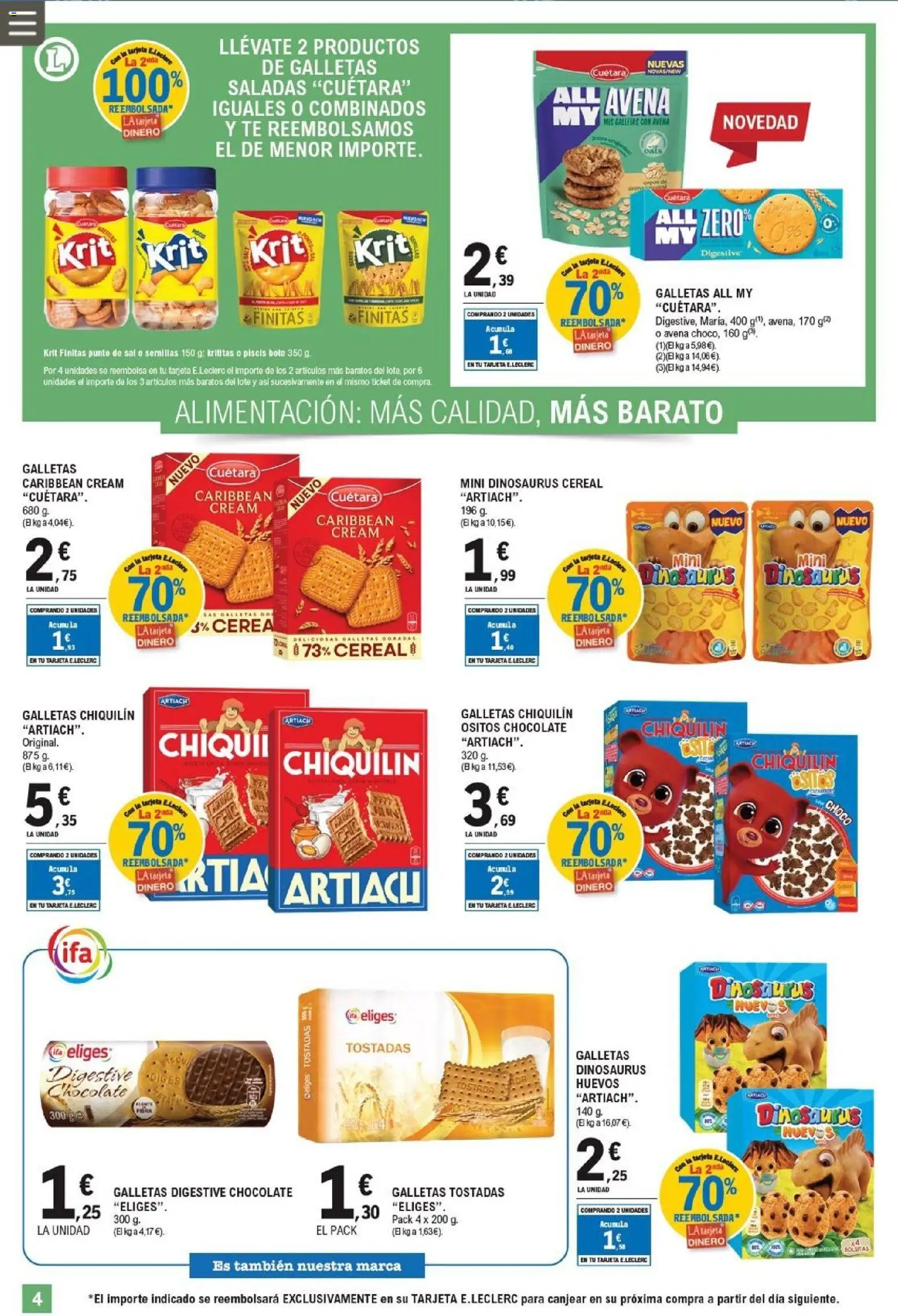 E.Leclerc folleto │ válido desde el 04.05.2026 | Página: 4 | Productos: Huevos, Chocolate, Té, Galletas