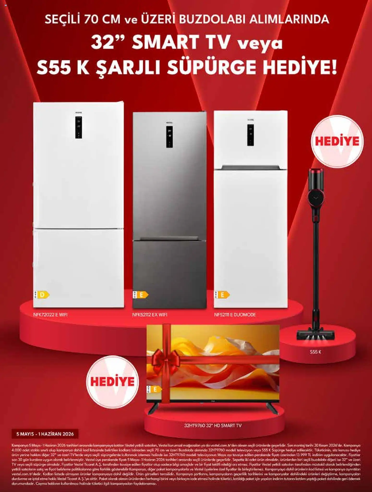 Vestel - Tüketici Elektroniği - 01.05.2026 tarihinden itibaren geçerlidir | Sayfa: 11 | Ürünler: TV, Televizyon, Buzdolabı