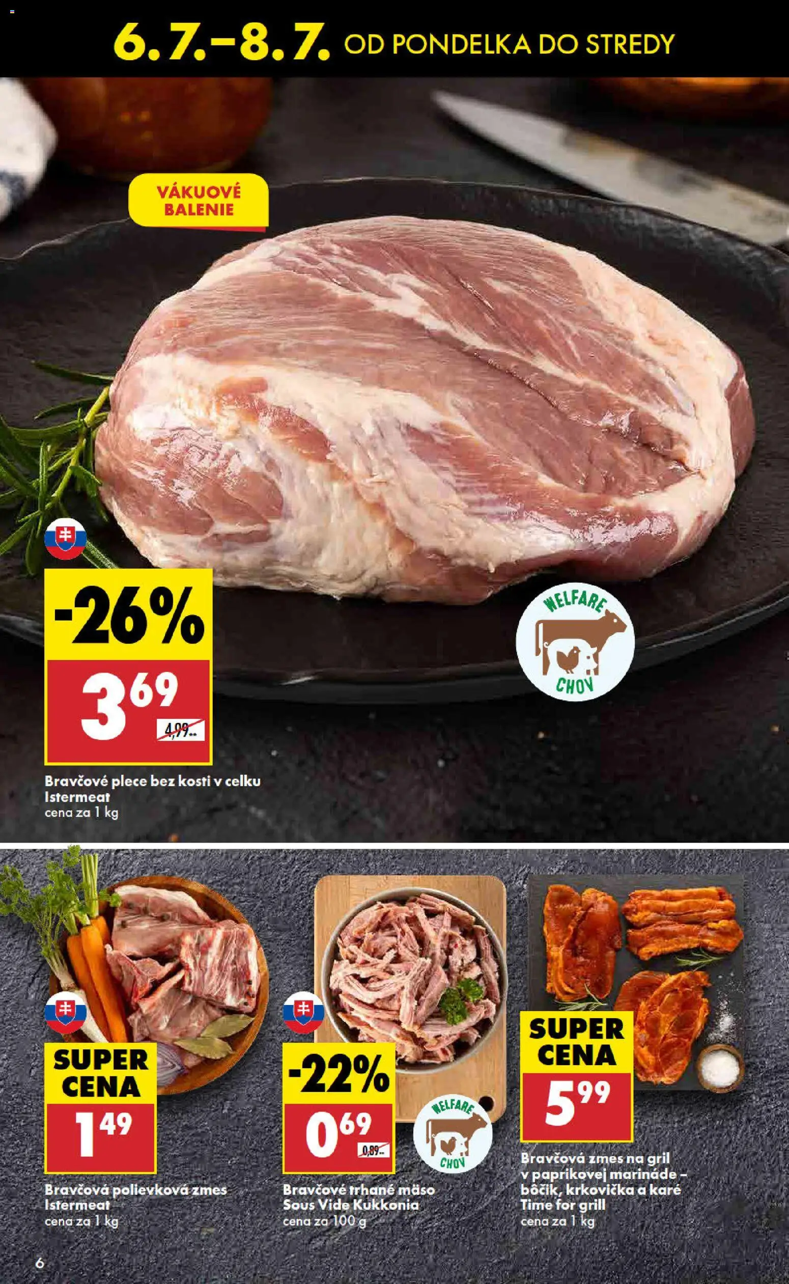 Nové Biedronka akcie – leták je platný od 06.07.2026 | Strana: 6 | Produkty: Gril, Bravčové plece, Krkovička