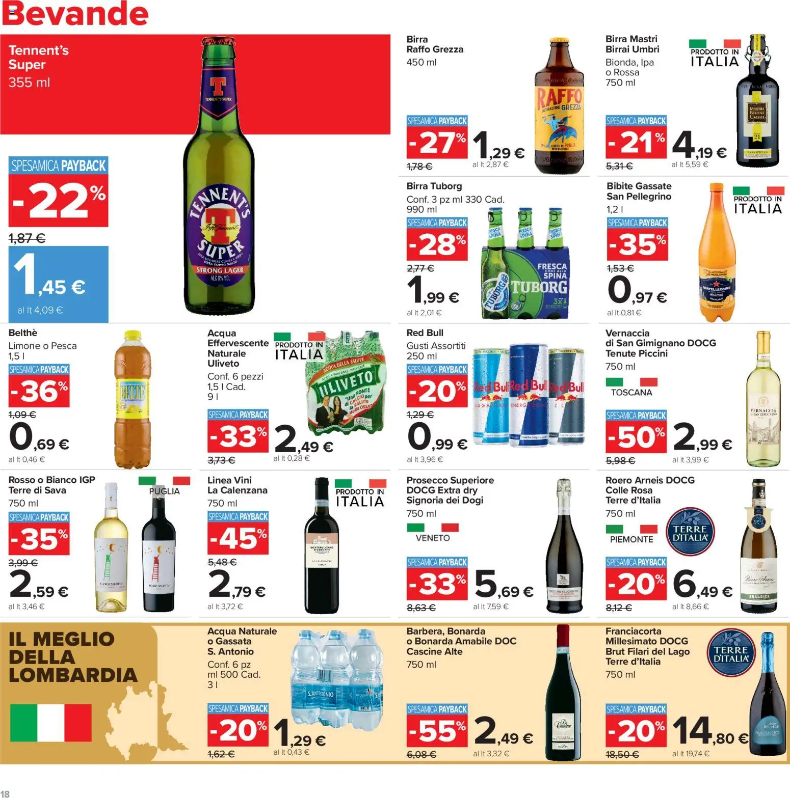 Volantino Carrefour del 04/09/2026 | Pagina: 18 | Prodotti: Tennent's, Bevande, Limone, Pesca