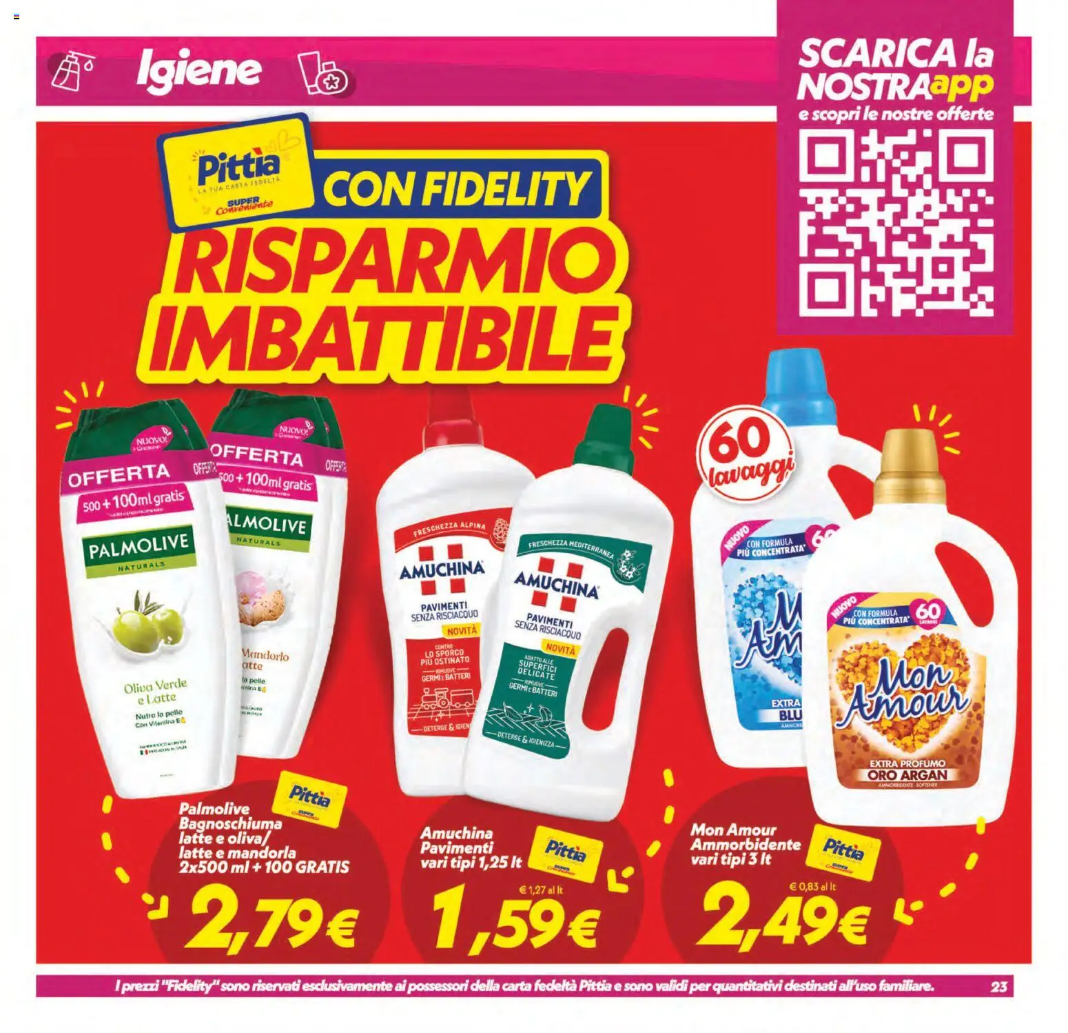 Volantino SuperConveniente del 31/07/2026 | Pagina: 23 | Prodotti: Bagnoschiuma, Ammorbidente, Latte, Profumo