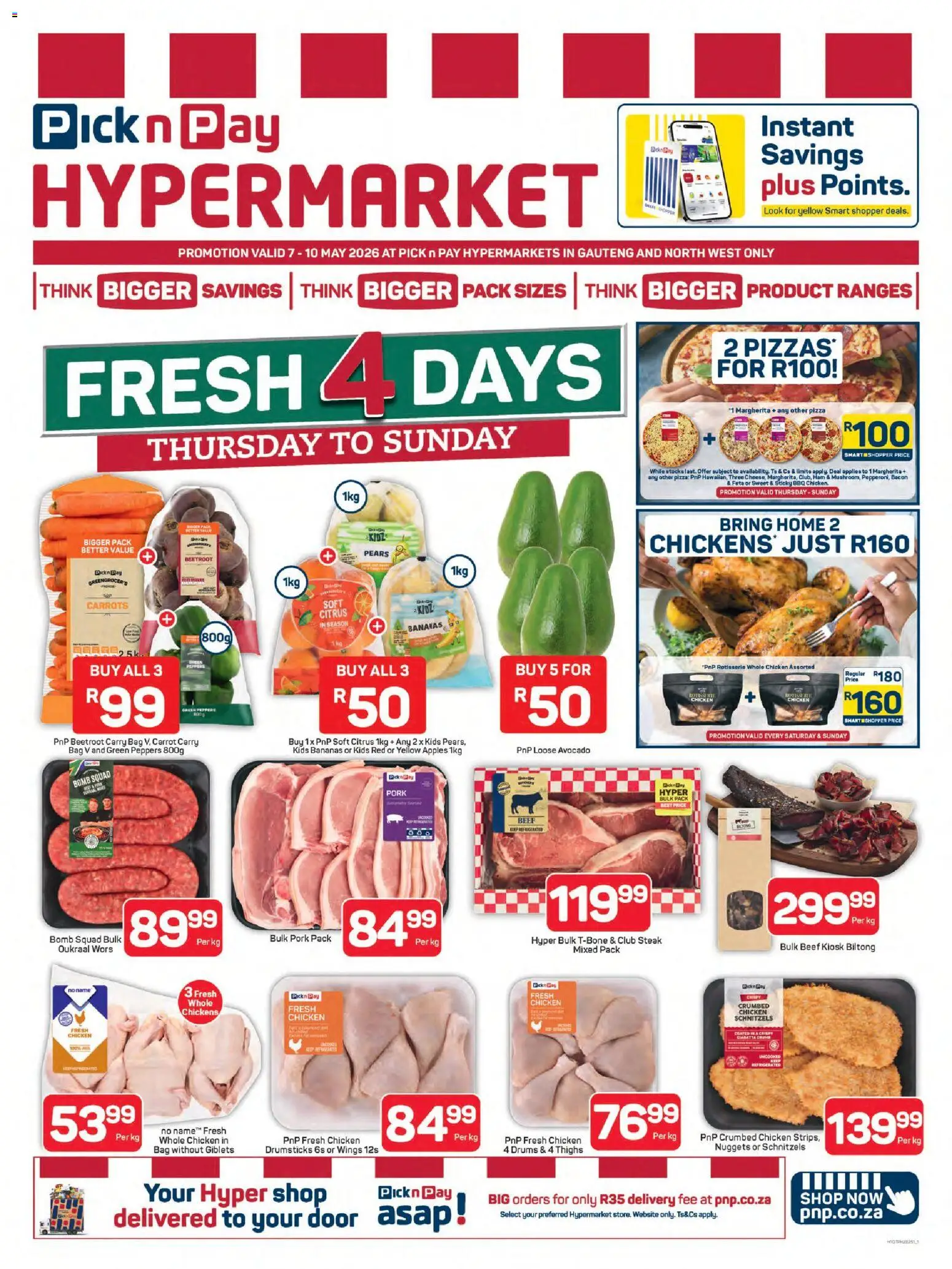 New Pick n Pay catalogue – valid from 07.05.2026 | Page: 1 | Products: Bag, Ham, Beef, Carrots