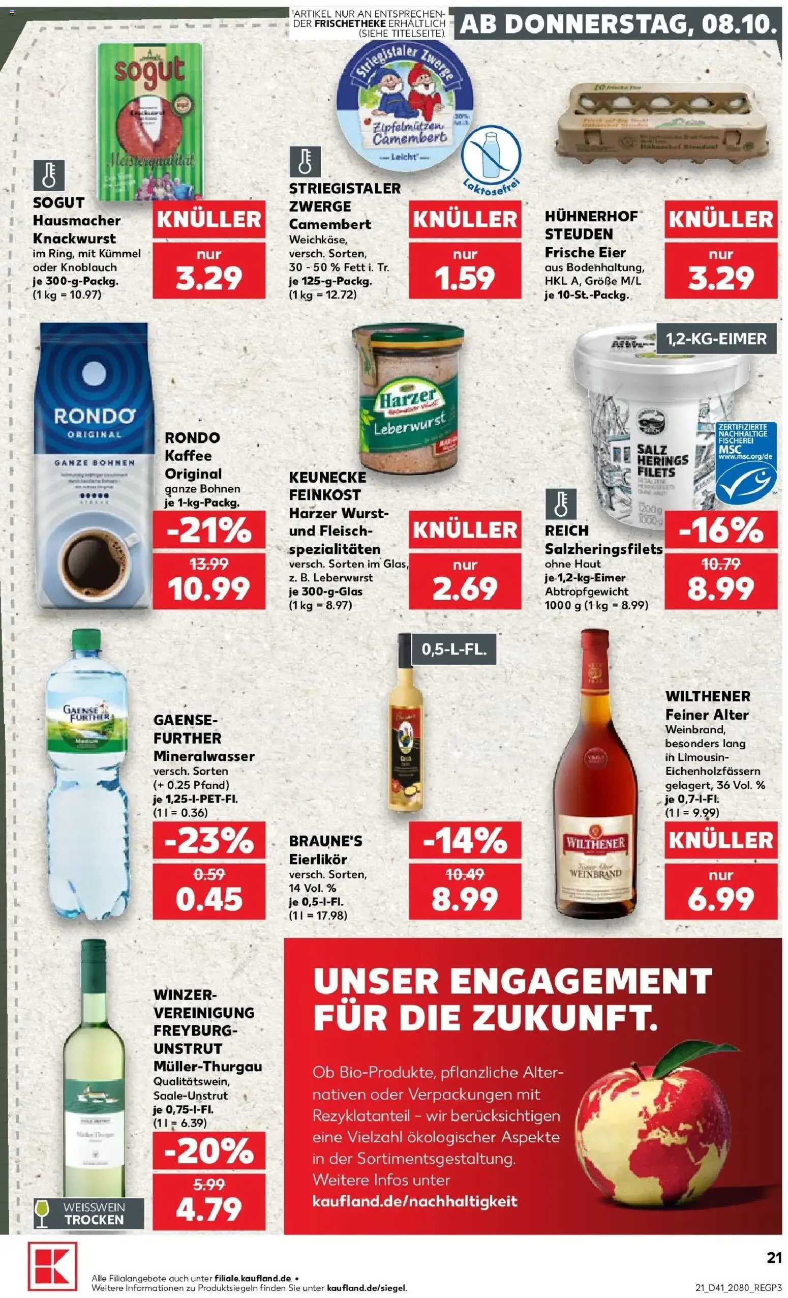 Prospekt Kaufland ab 08.10.2026 » Angebote Online zum Blättern | Seite: 21 | Produkte: Eier, Weißwein, Spezialitäten, Salz