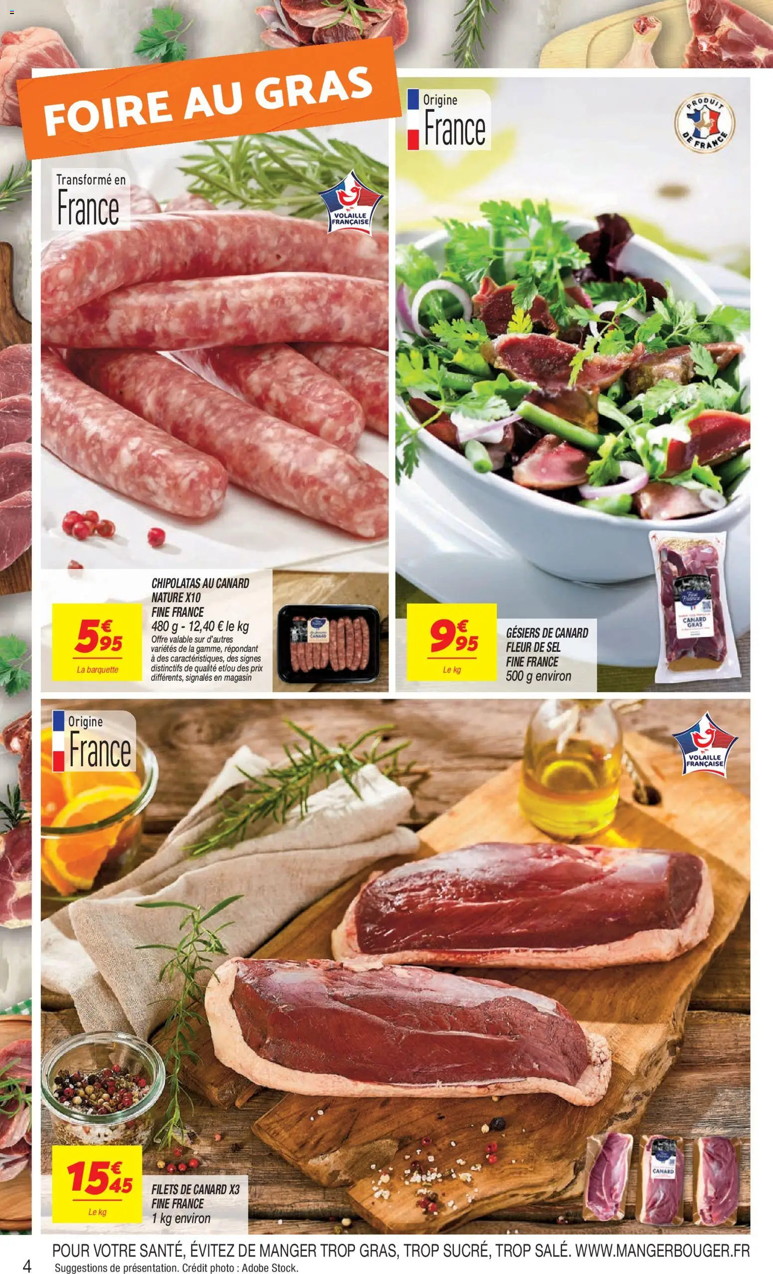 {H1} | Page: 4 | Produits: Canard, Volaille, Chipolatas