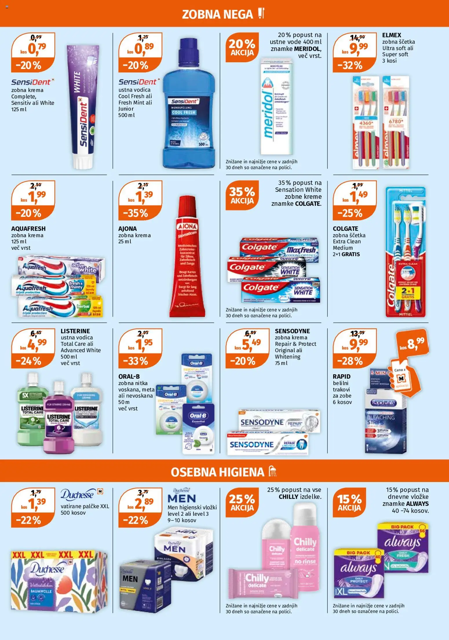 Novi Müller katalog ponudbe – veljaven od 31.08.2026 | Stran: 7 | Izdelki: Higienski vložki, Vložki, Krema, Ustna vodica