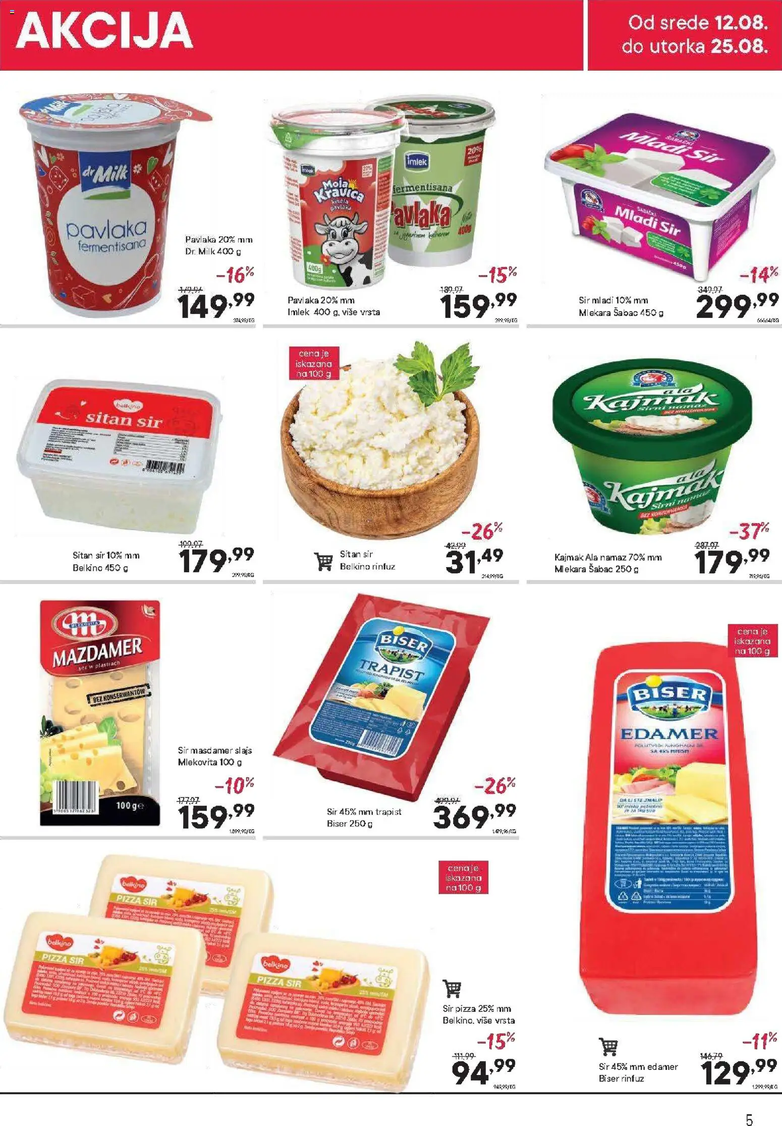 PerSu katalog - važi od 12.08.2026 | Strana: 5 | Proizvode: Sitan sir, Mladi sir, Namaz, Sir