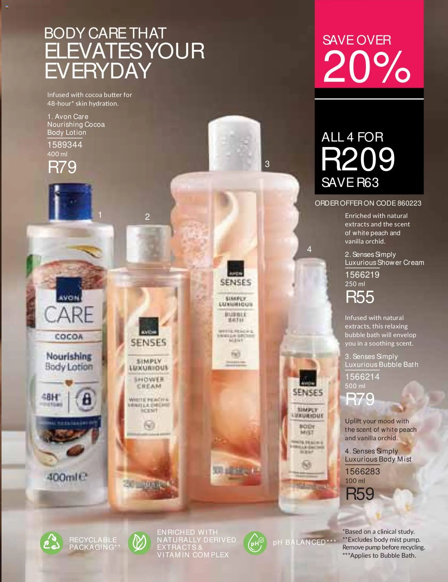 New Avon catalogue – valid from 01/08/2026 | Page: 21 | Products: Bath, Shower, Cream, Peach